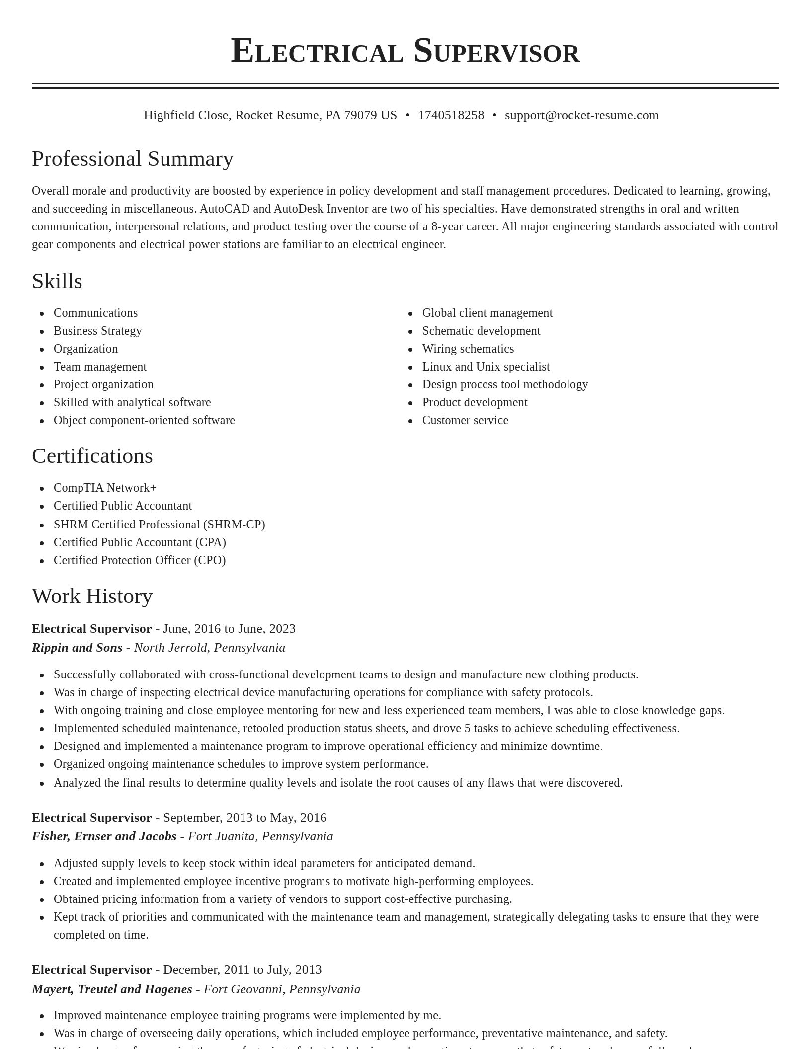 Classic resume template