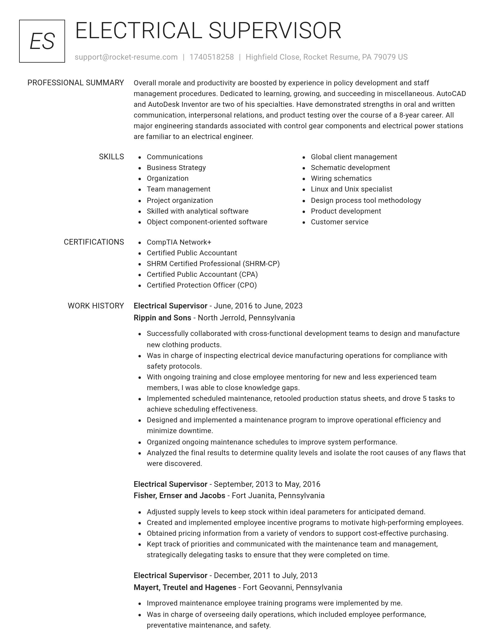 Renowned resume template