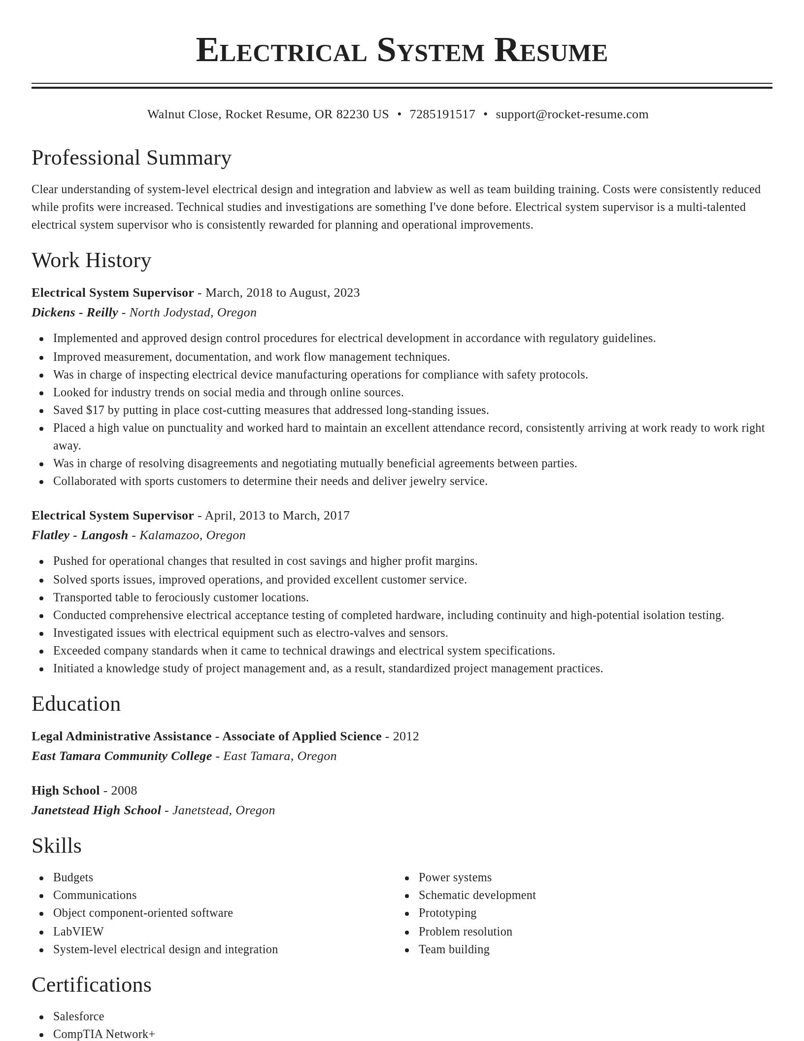 Classic resume template