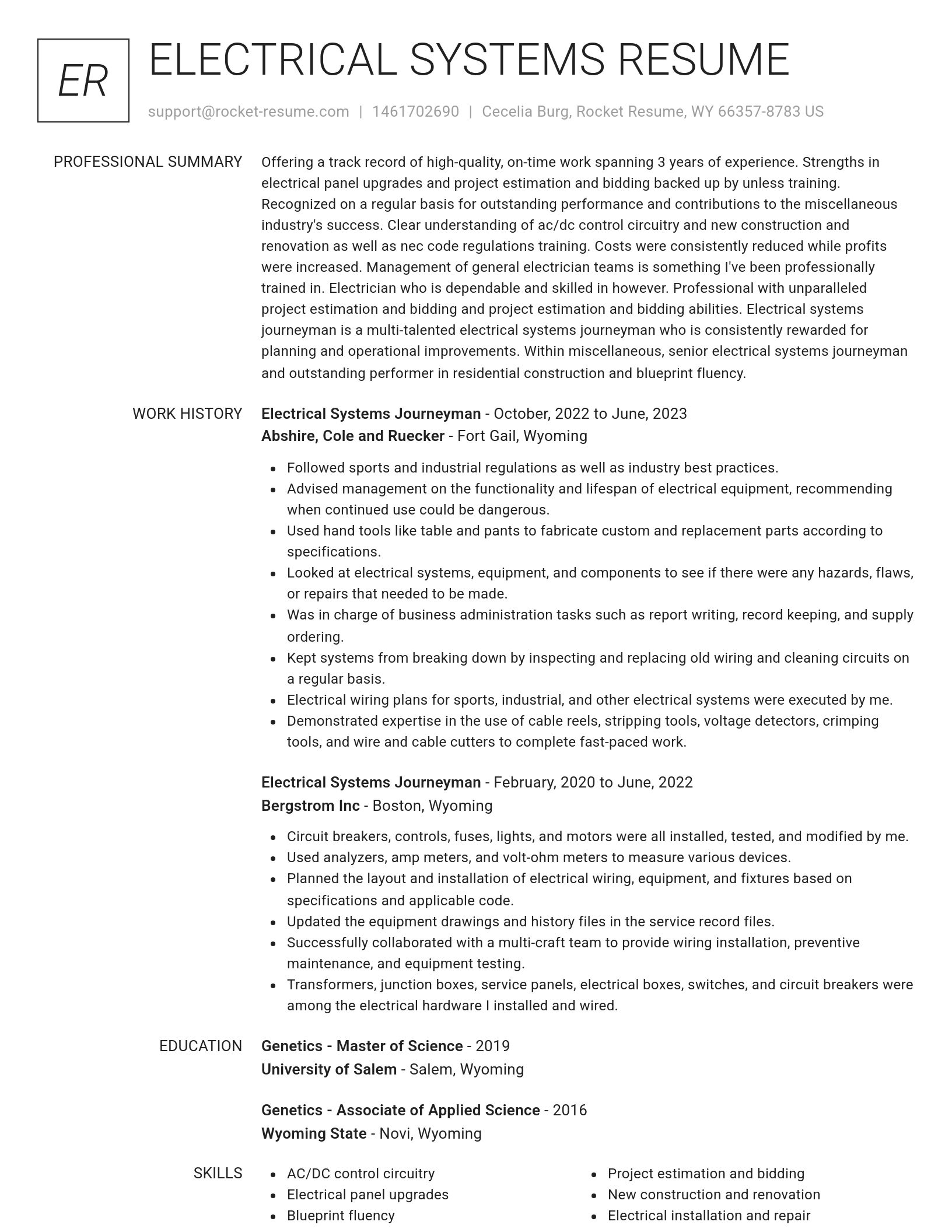 Renowned resume template