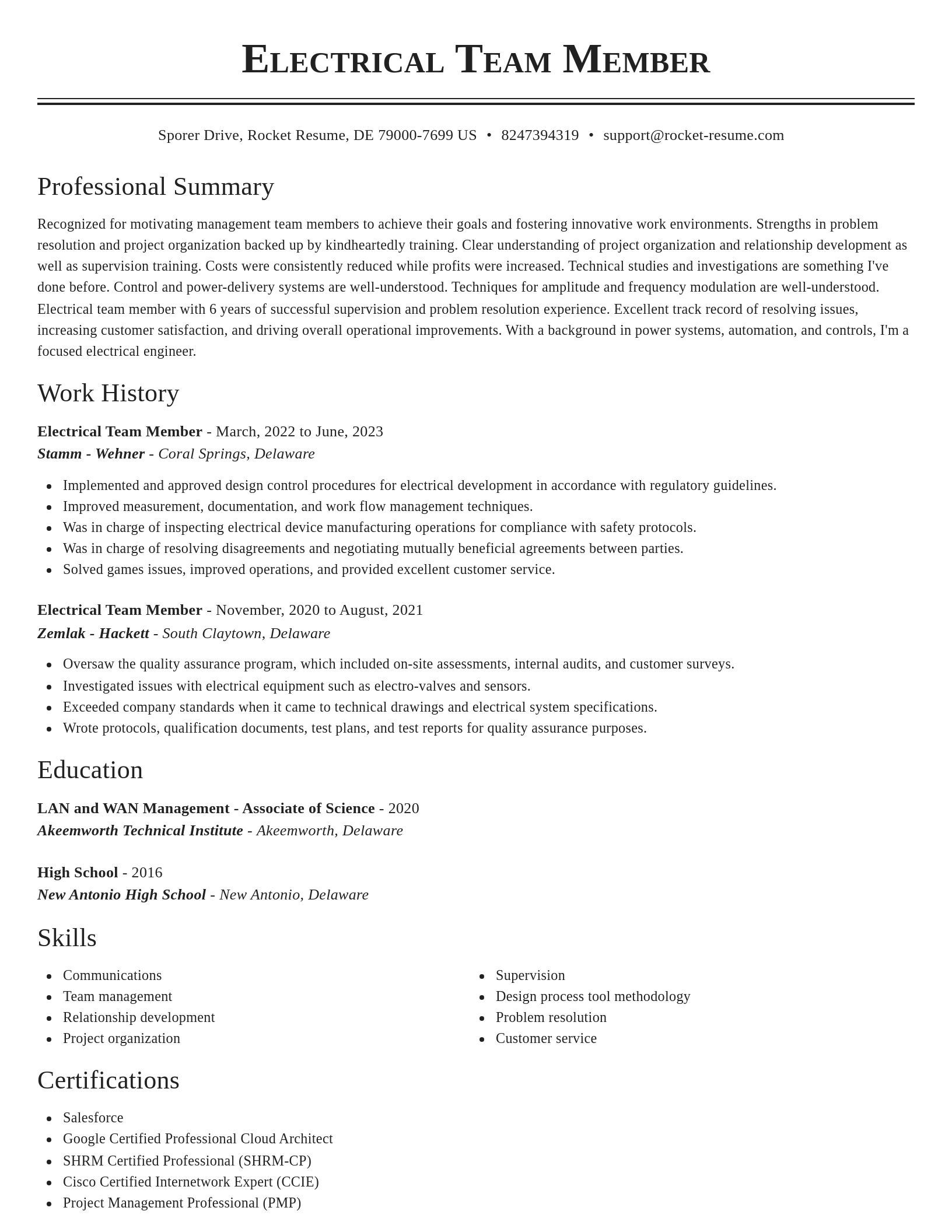Classic resume template