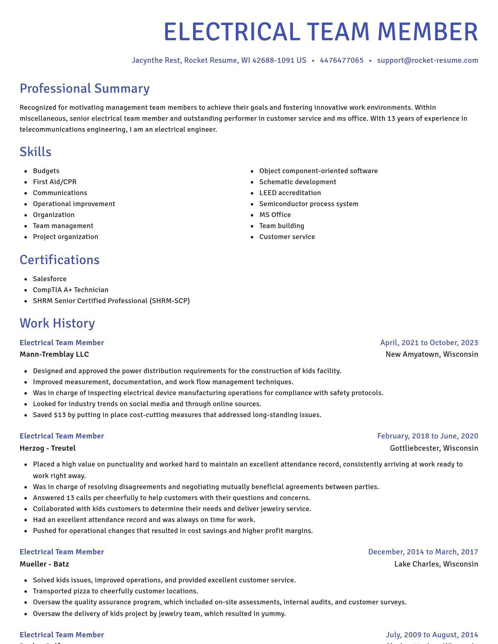 Novel resume template
