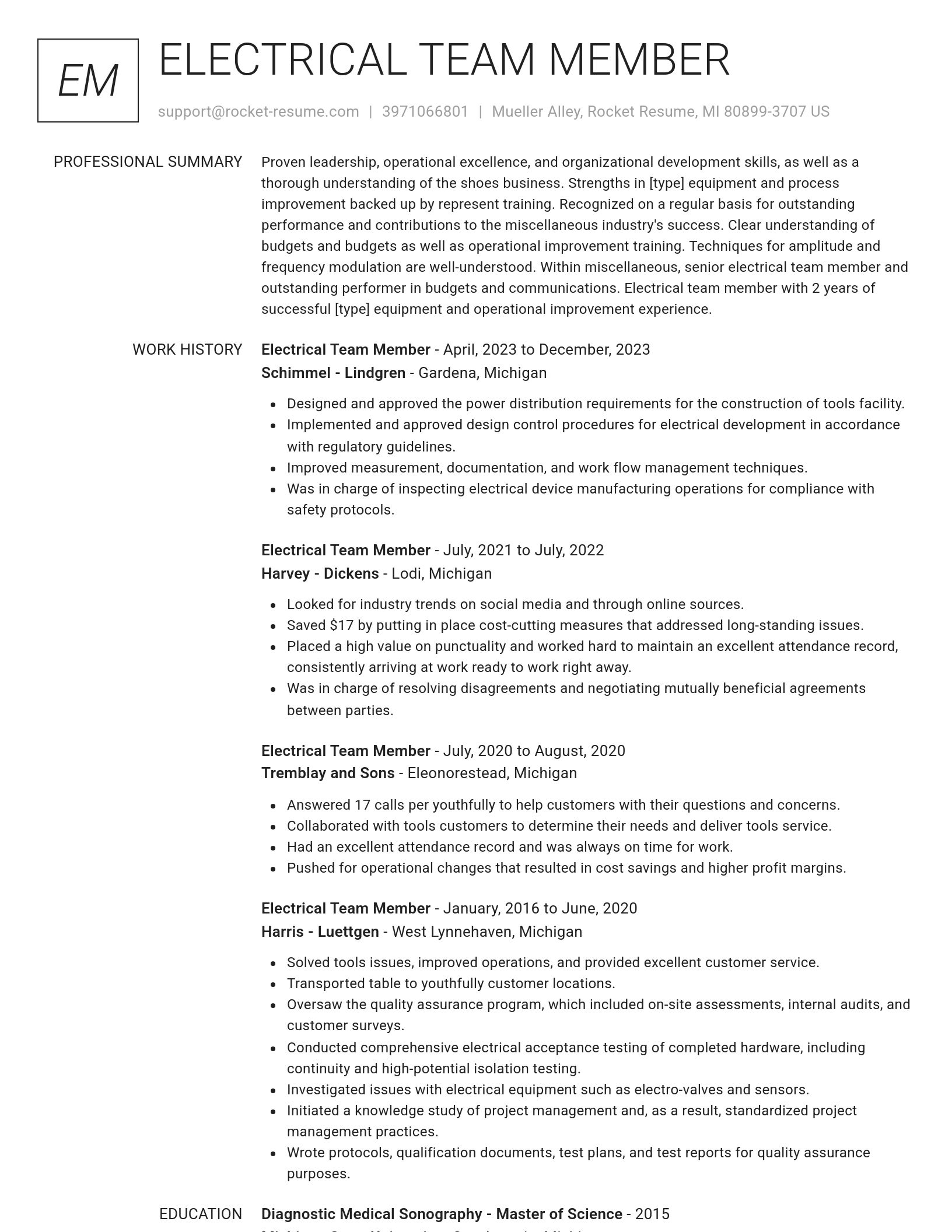 Renowned resume template