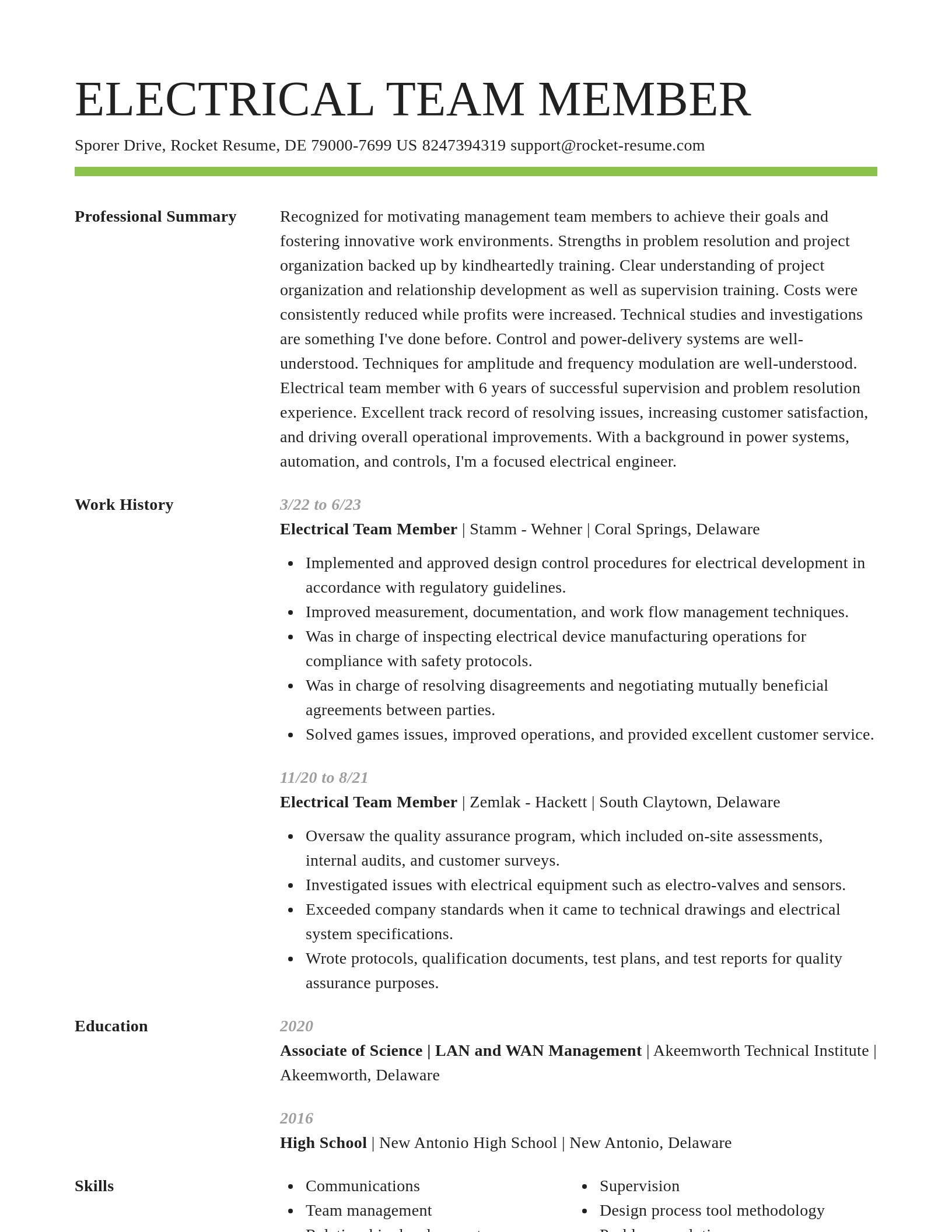 Smart resume template