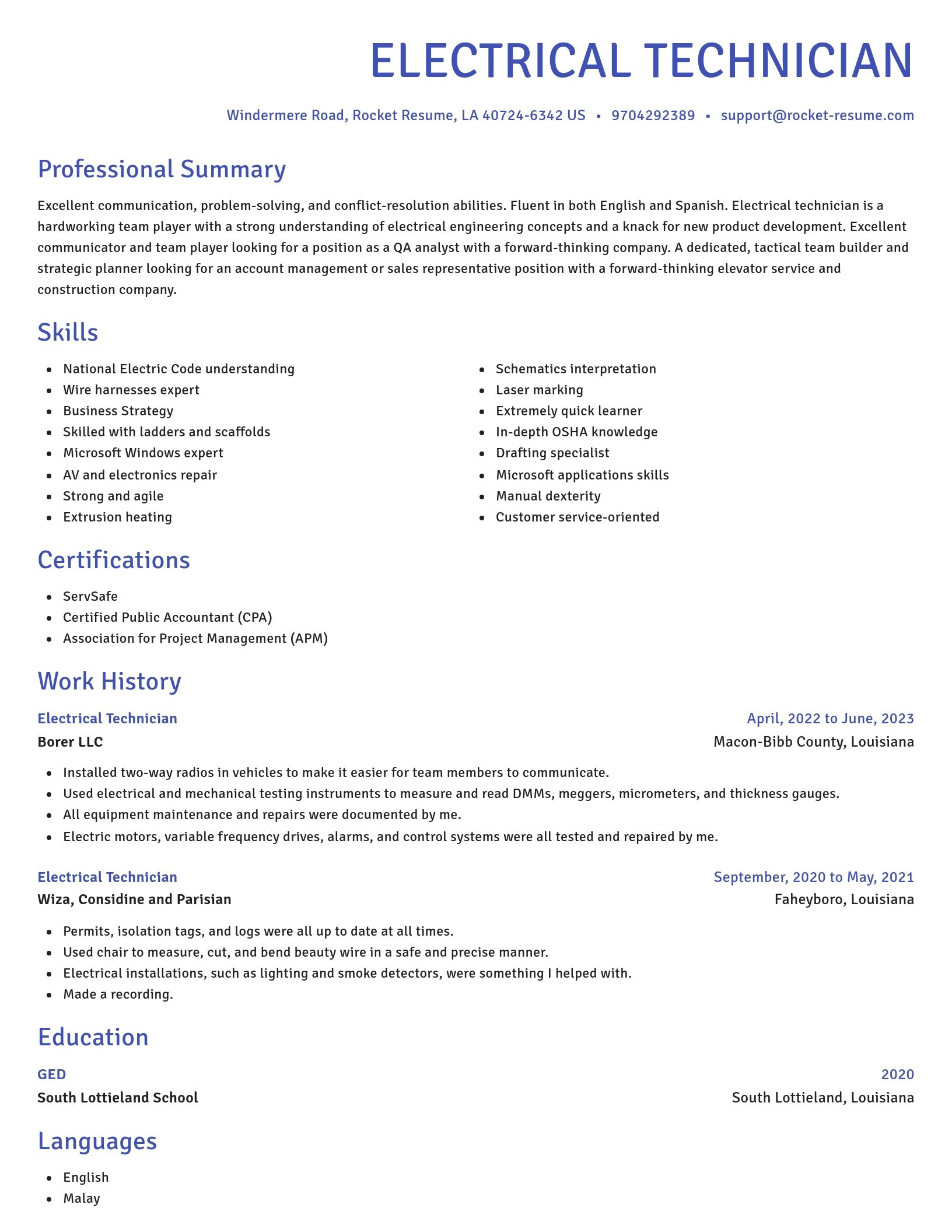 Novel resume template