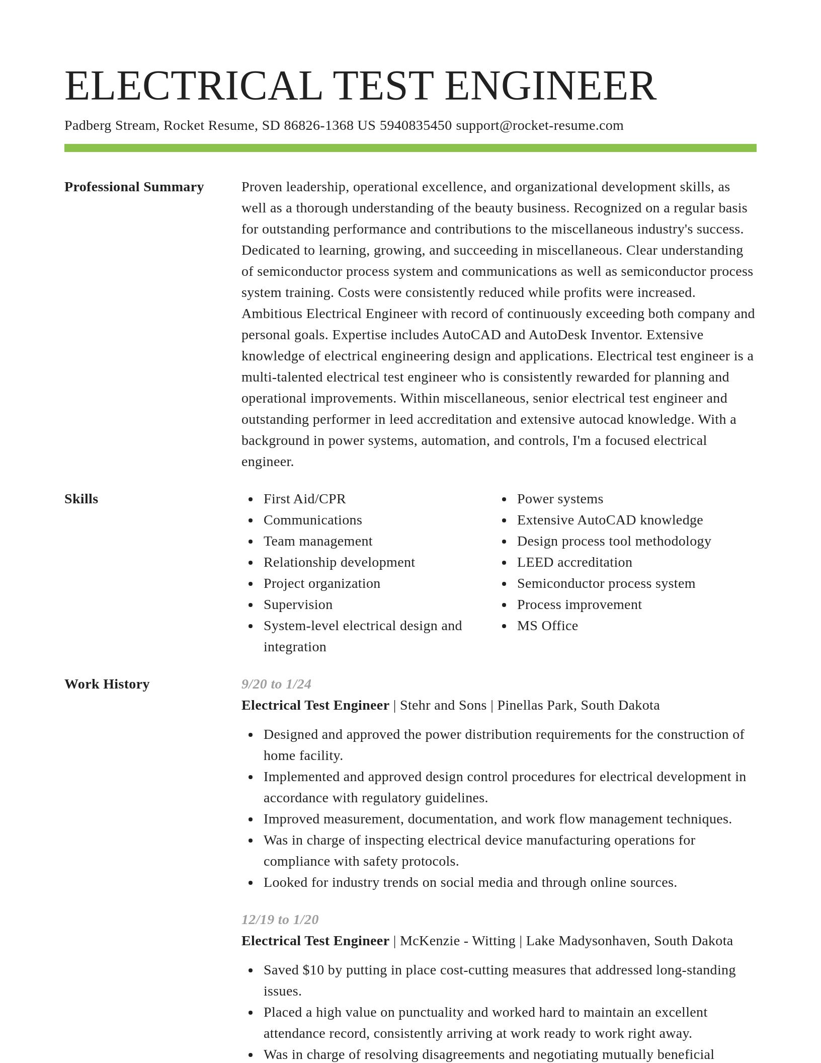 Smart resume template