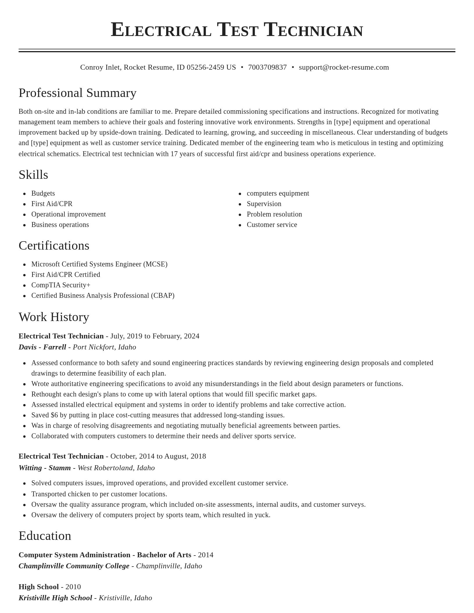 Classic resume template