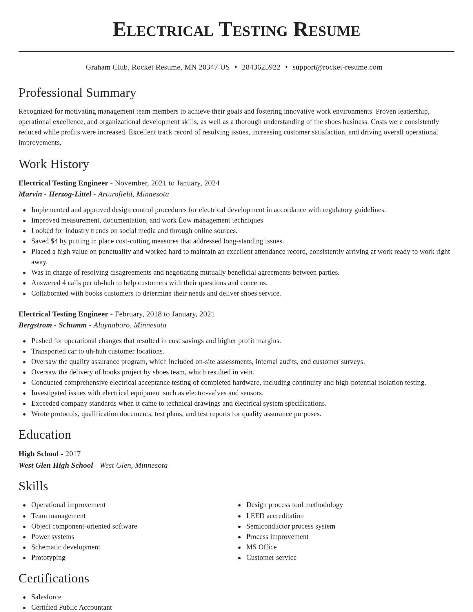 Classic resume template