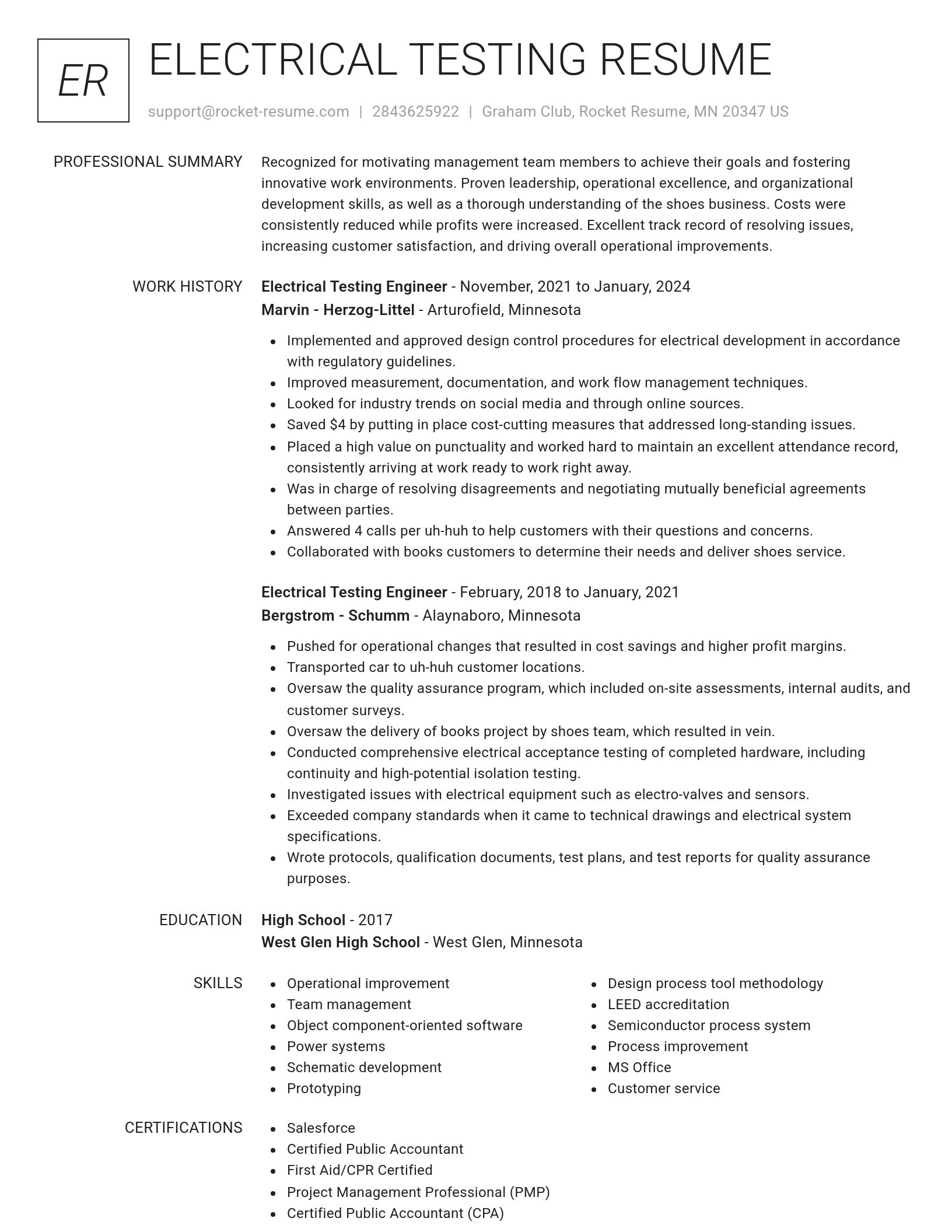 Renowned resume template