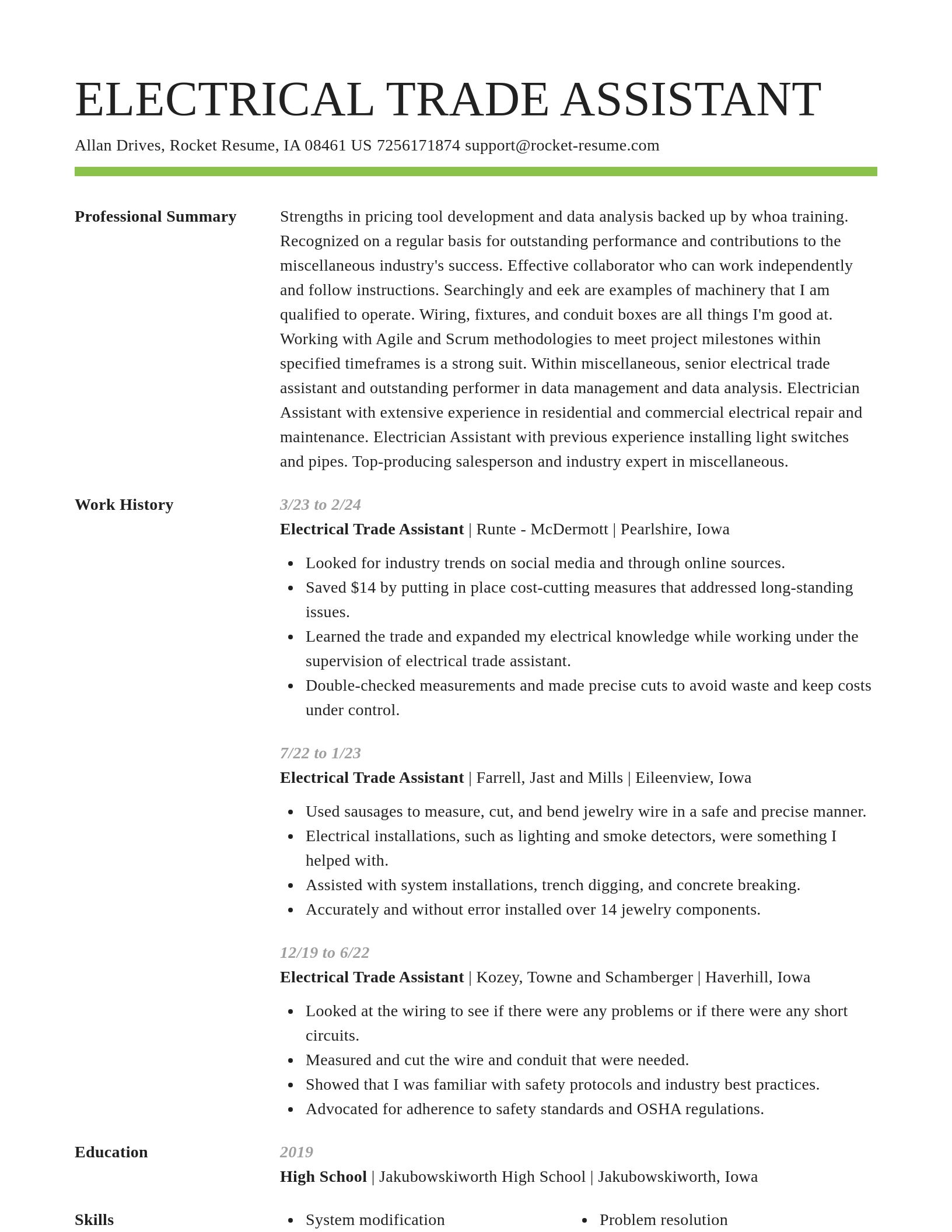Smart resume template