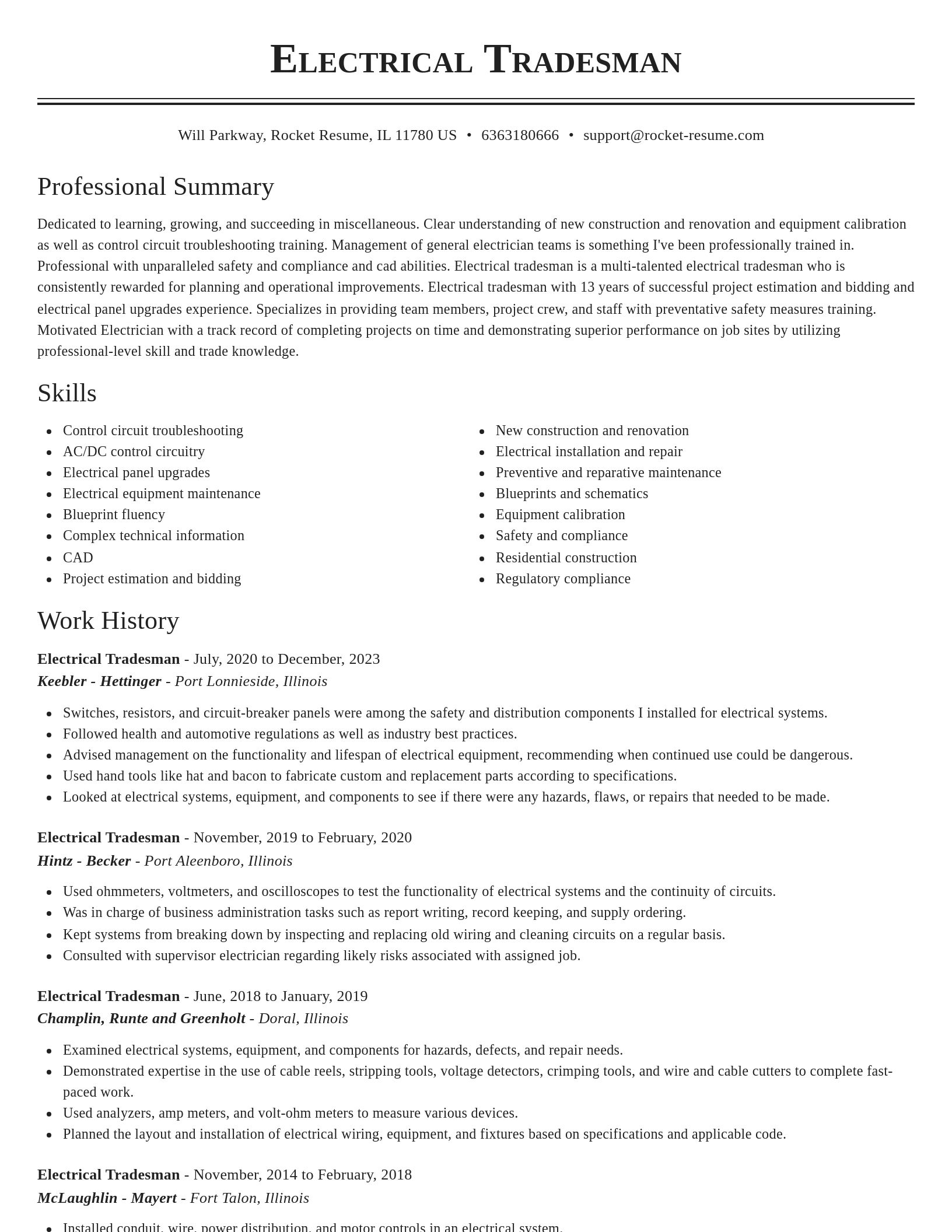 Classic resume template