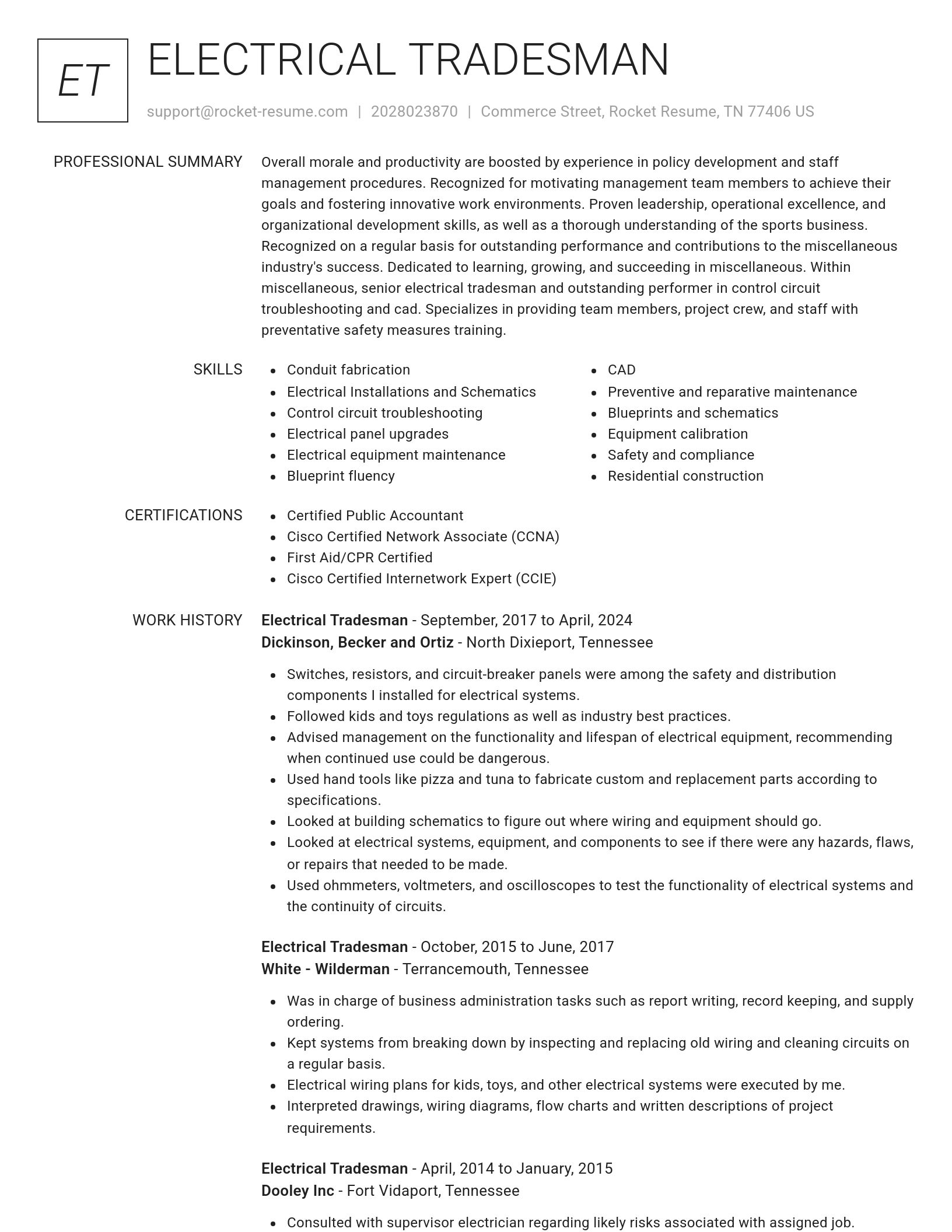 Renowned resume template