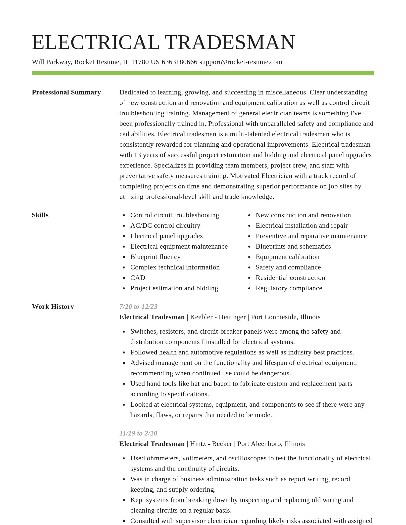 Smart resume template