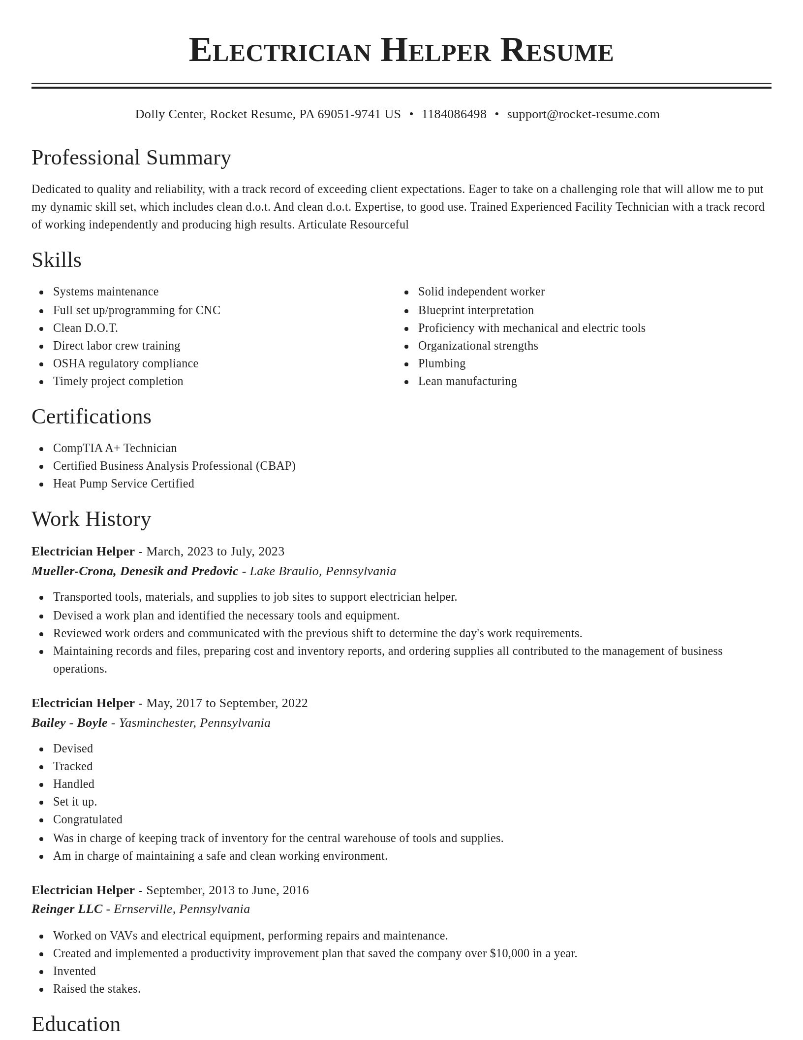 Classic resume template