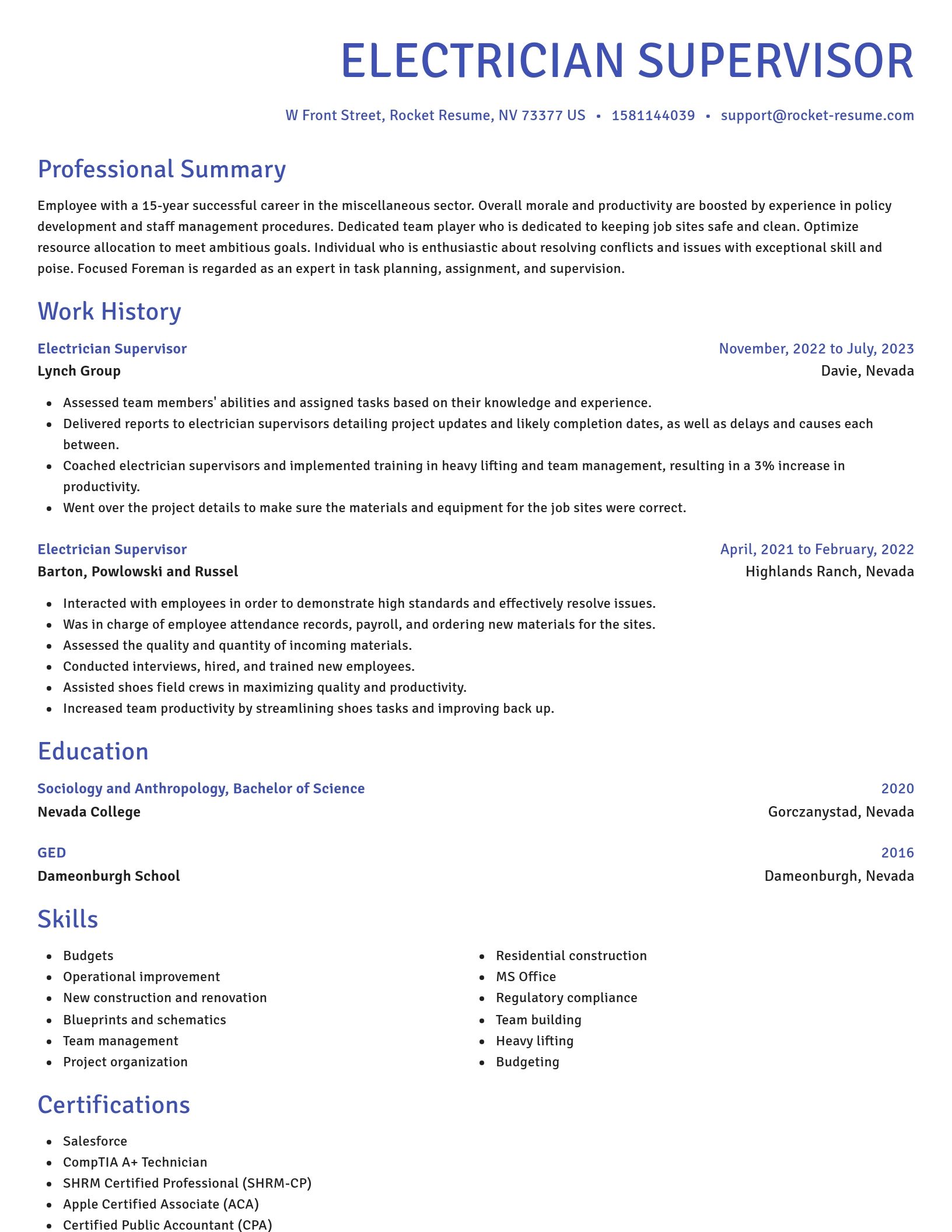 Novel resume template
