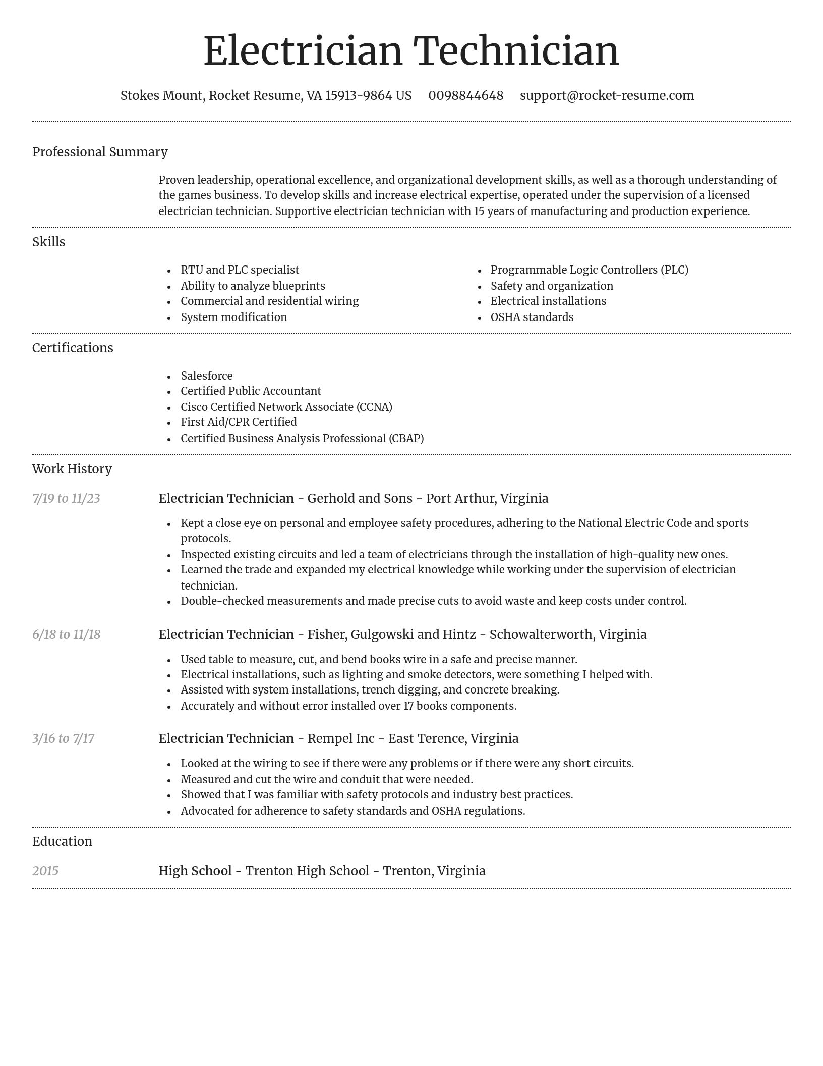 Dignified resume template