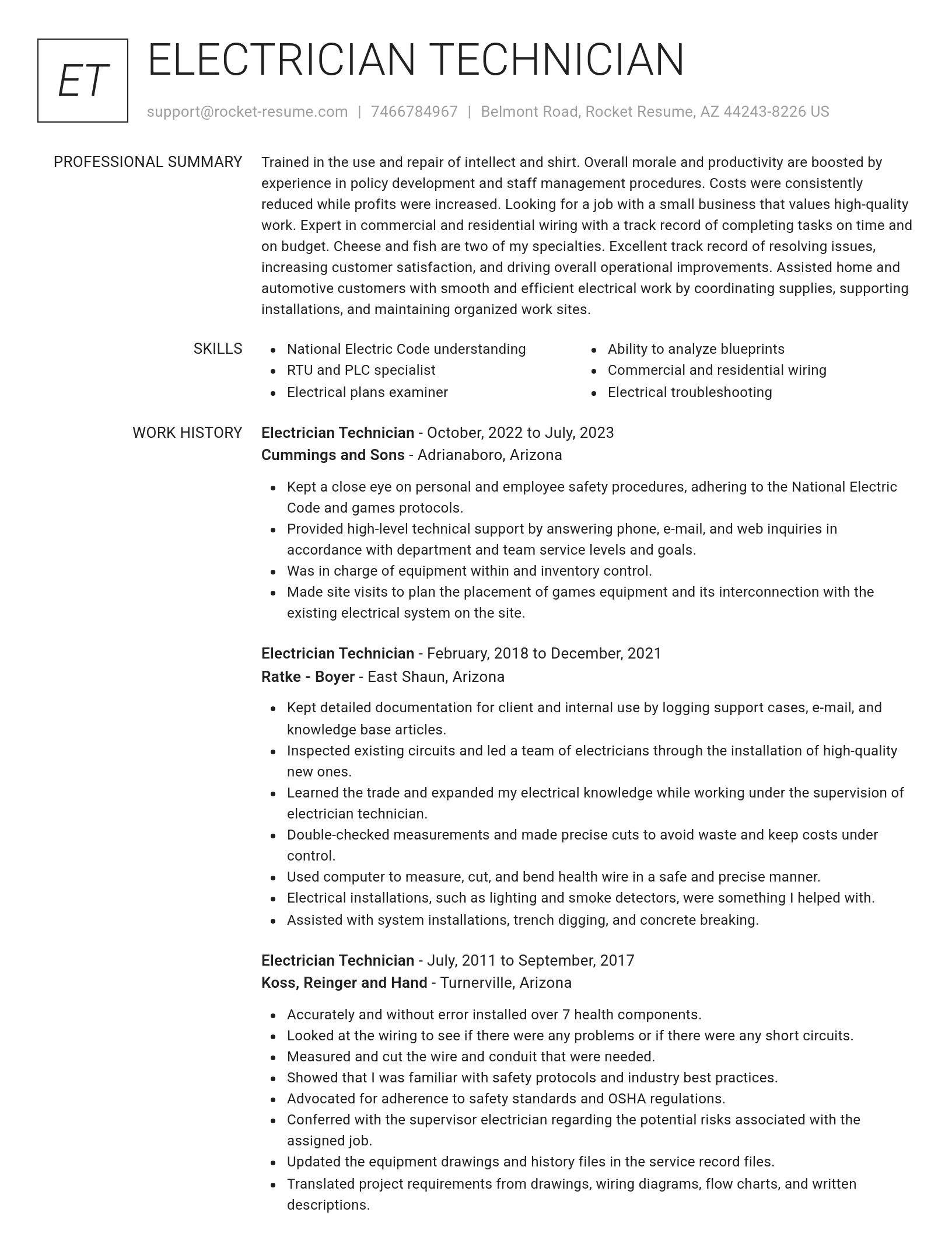 Renowned resume template