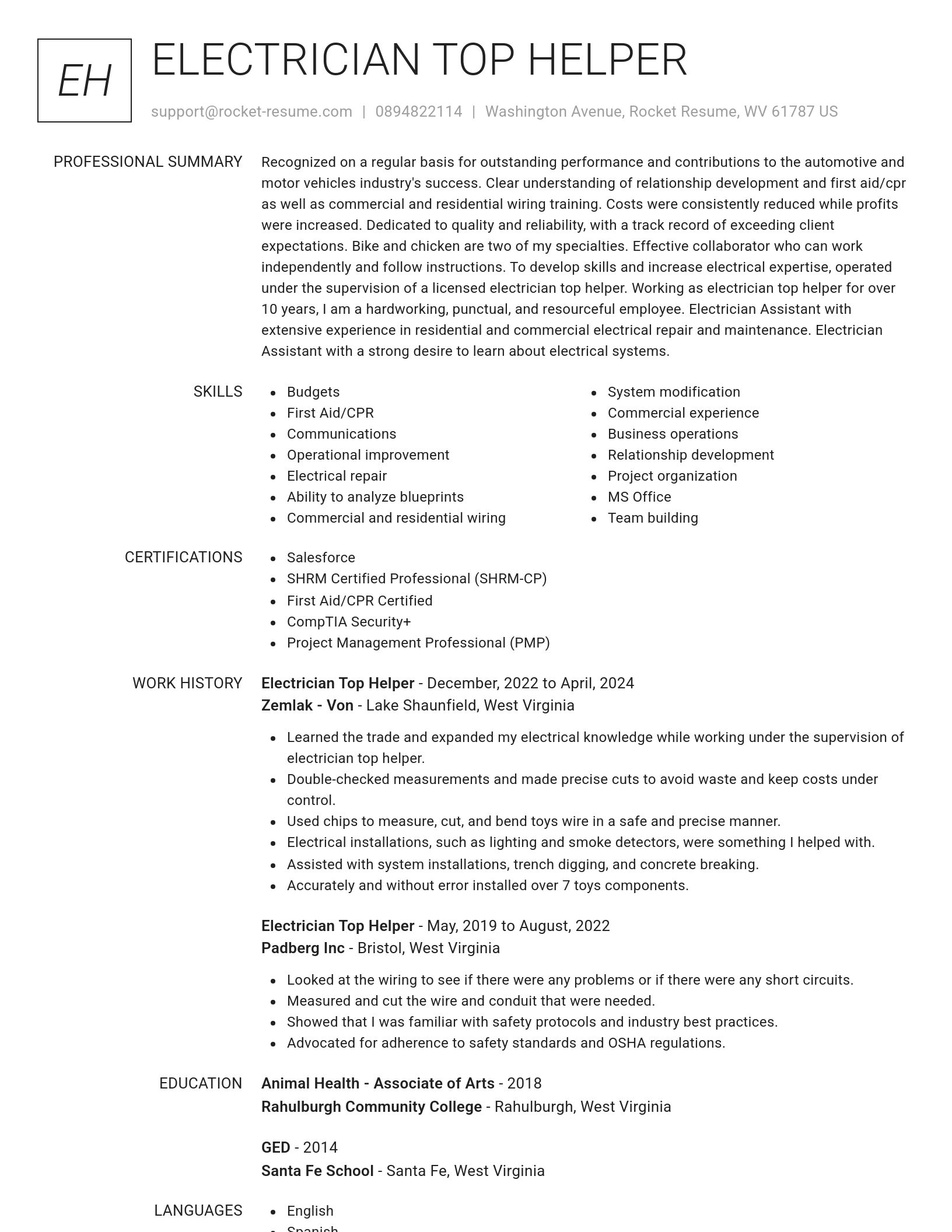Renowned resume template