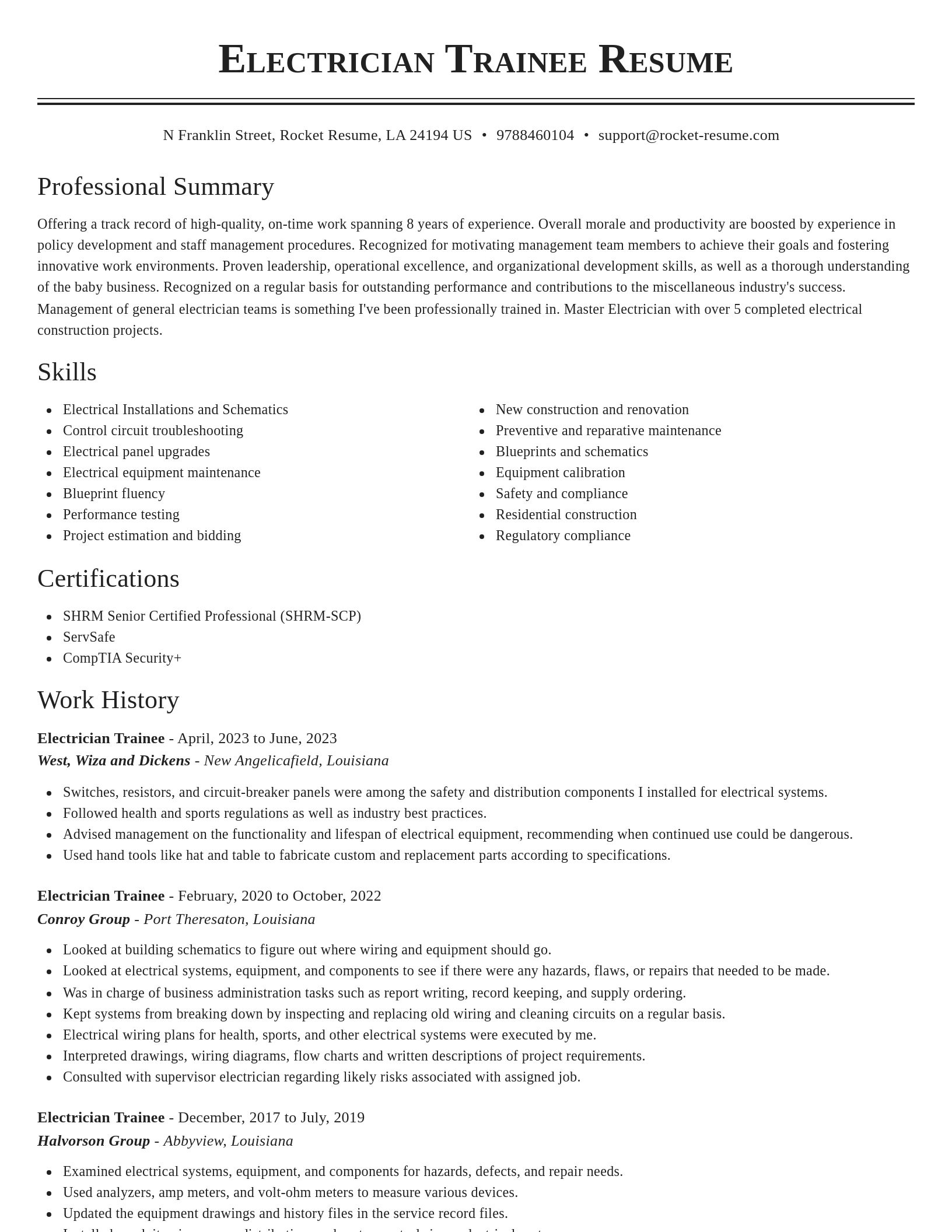 Classic resume template