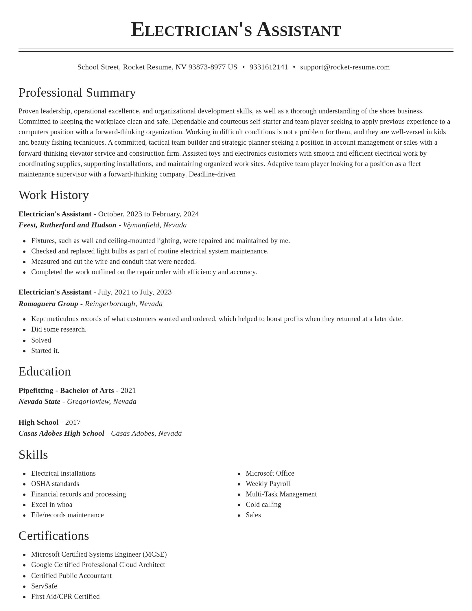 Classic resume template
