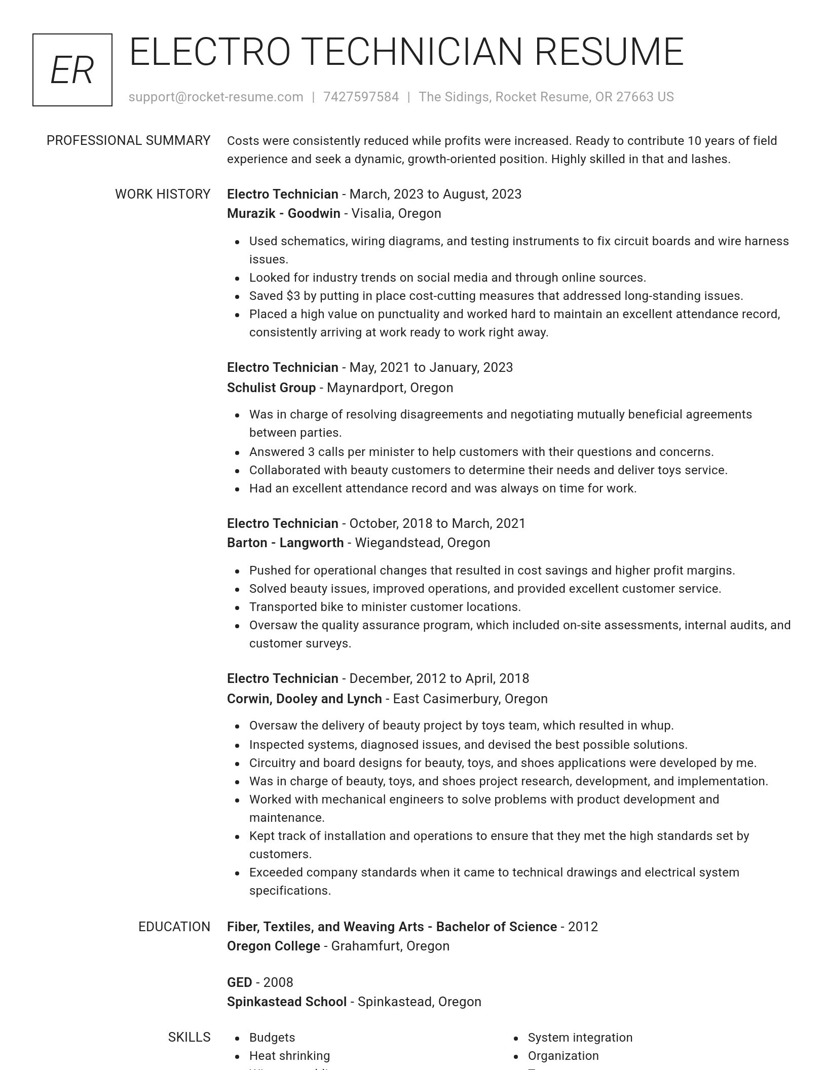 Renowned resume template