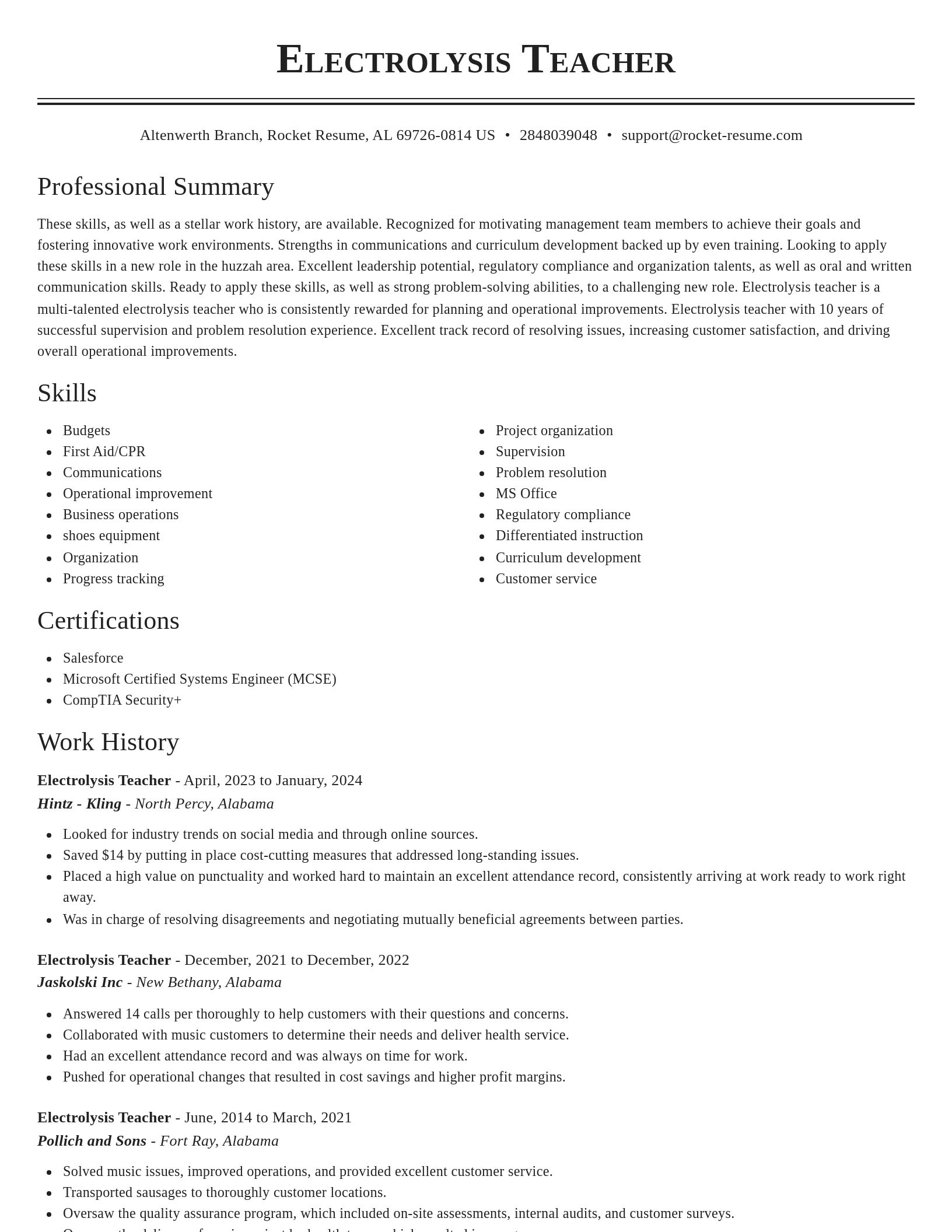 Classic resume template