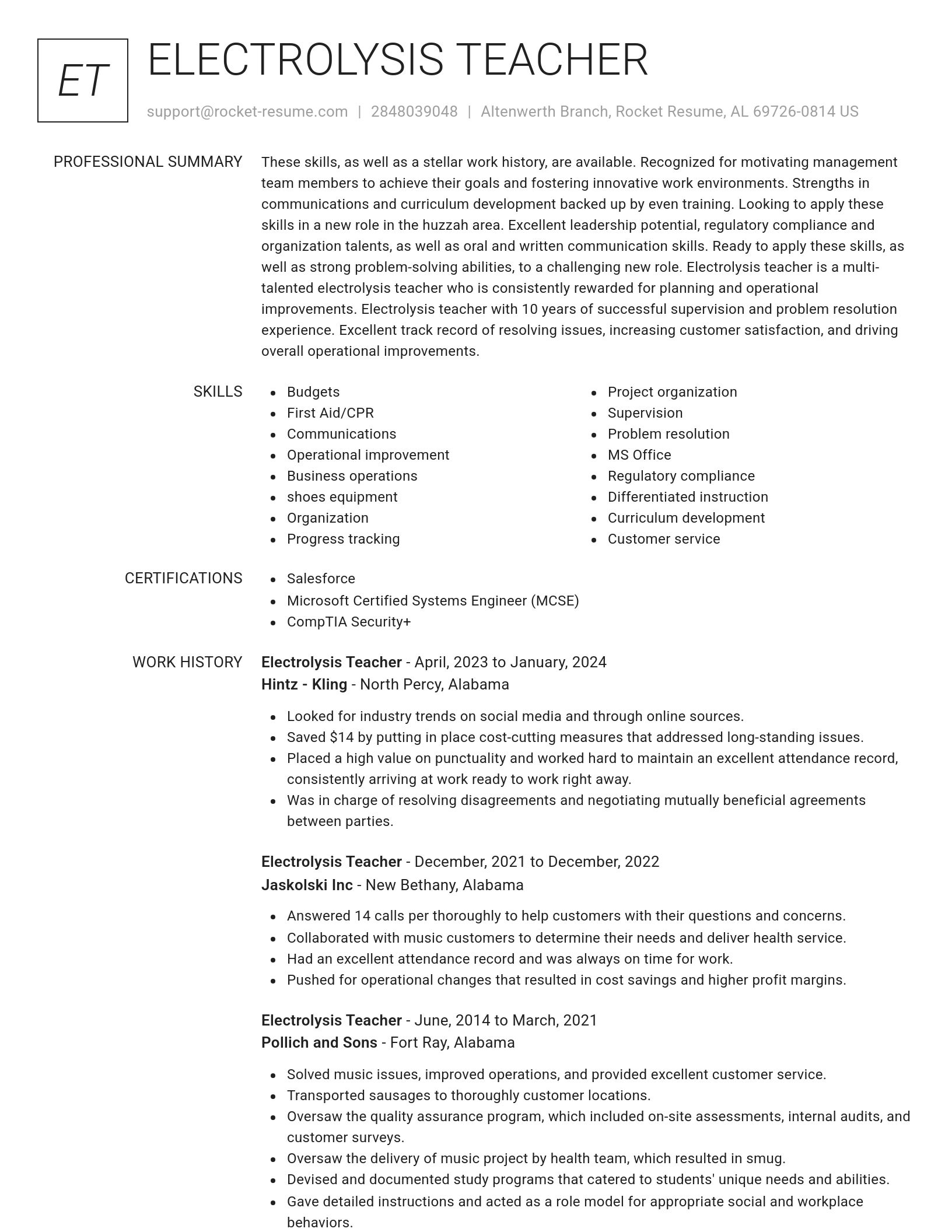 Renowned resume template