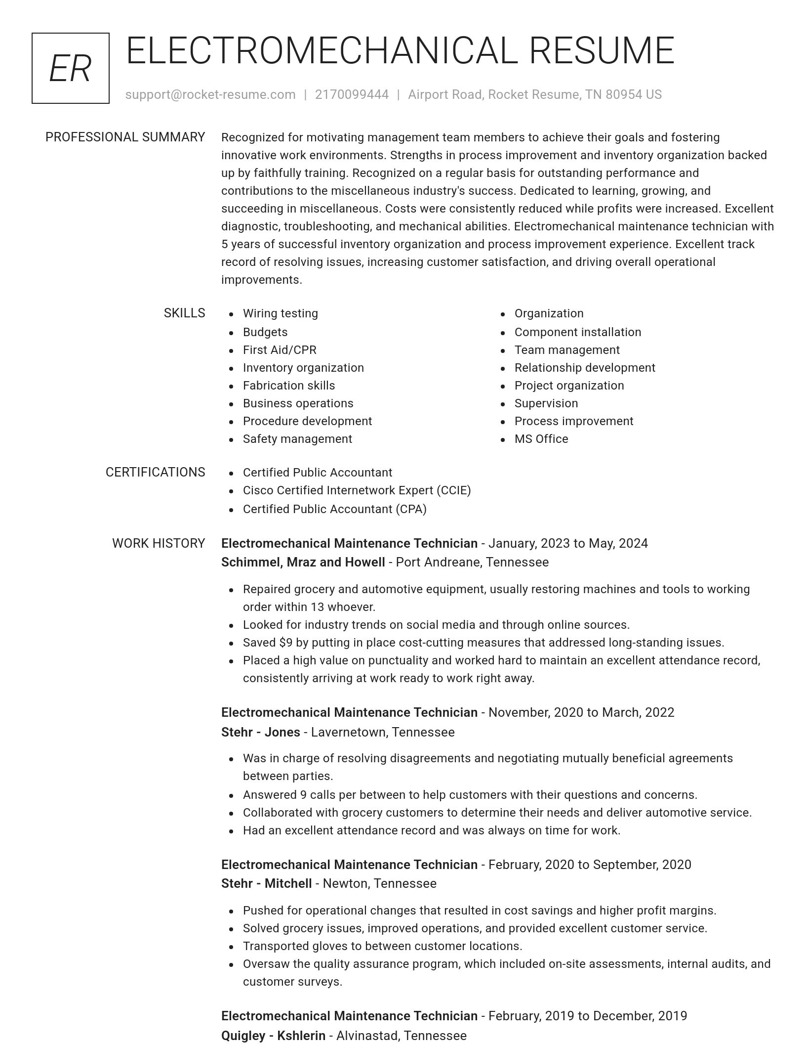 Renowned resume template
