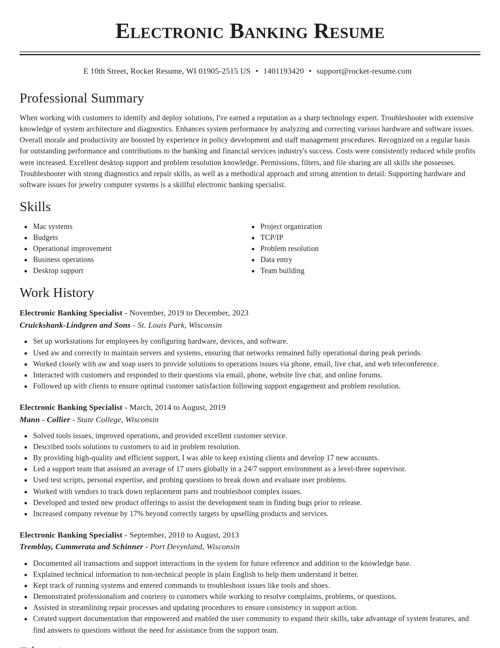 Classic resume template