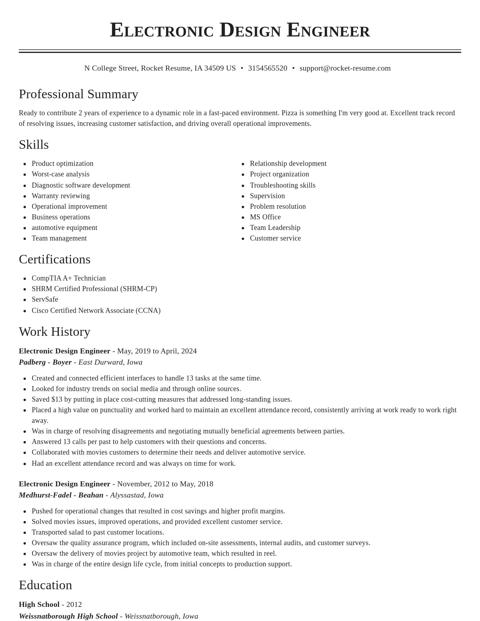 Classic resume template