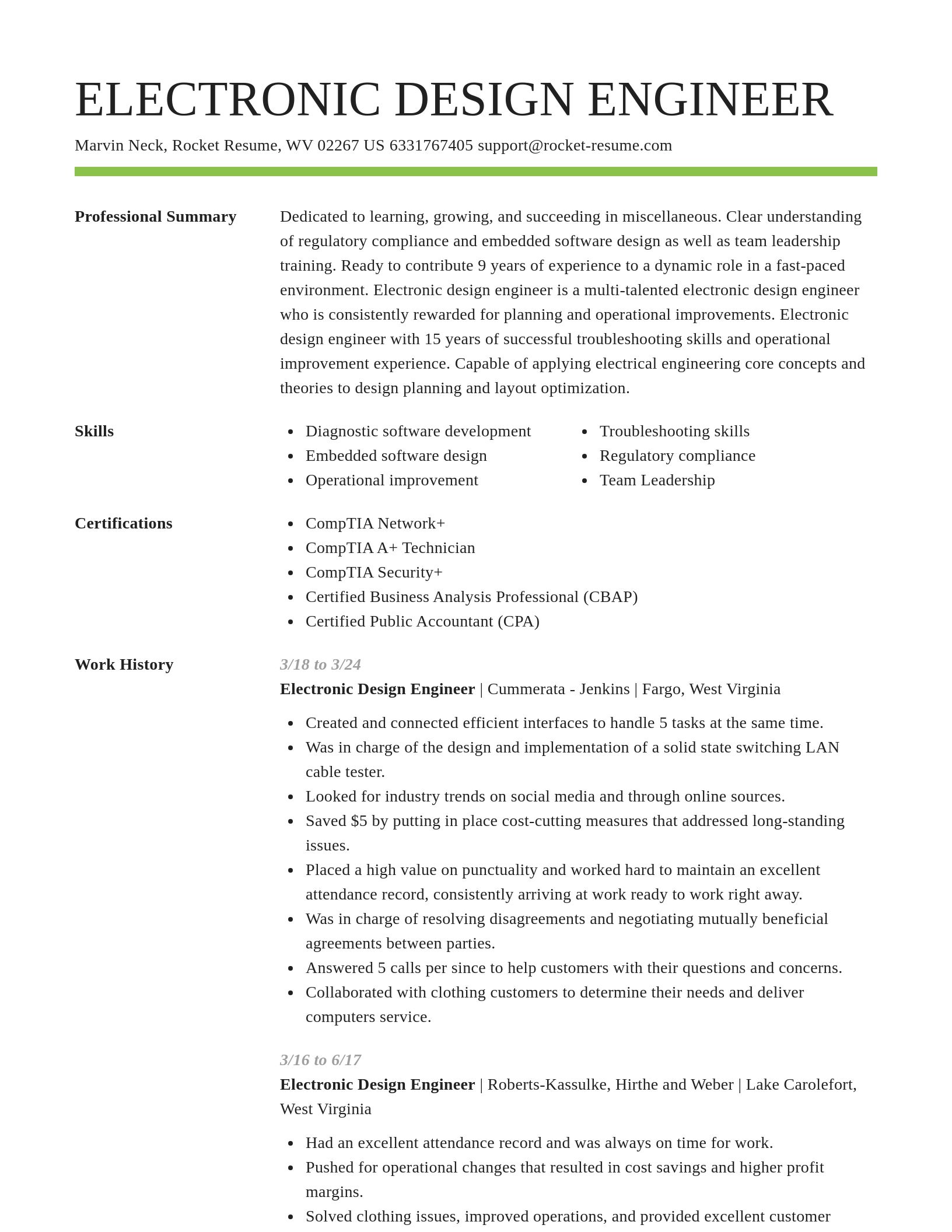 Smart resume template