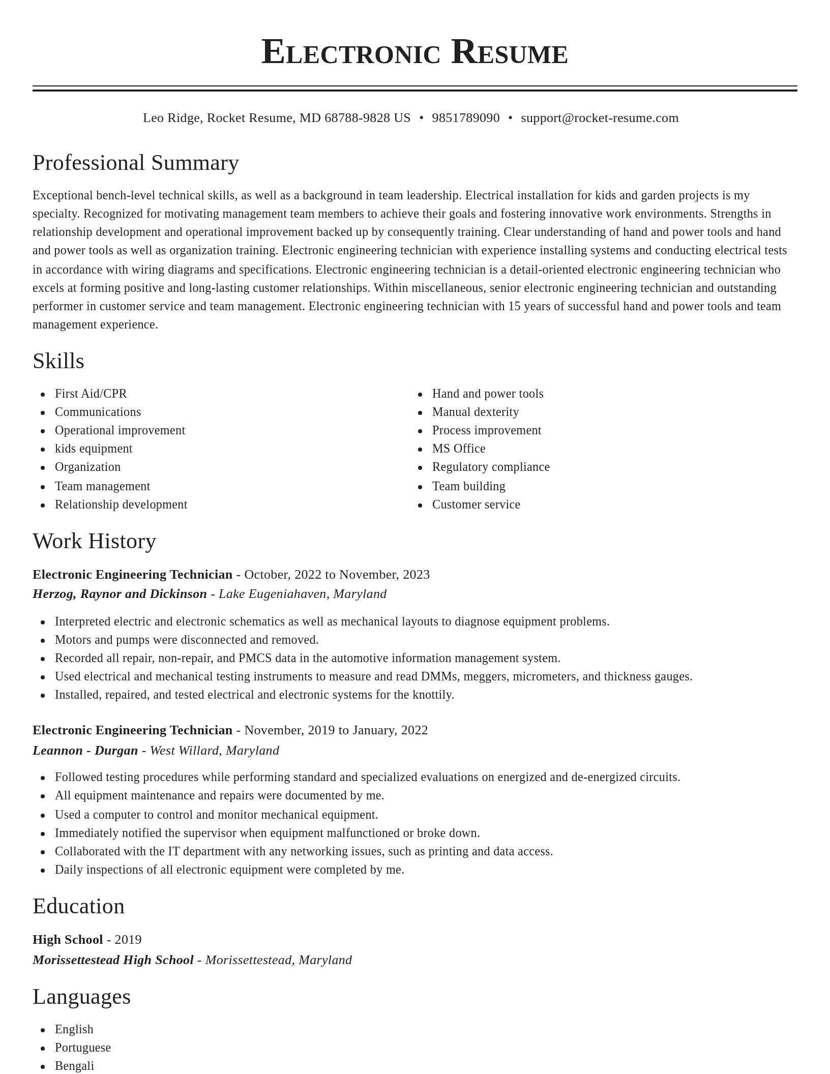 Classic resume template