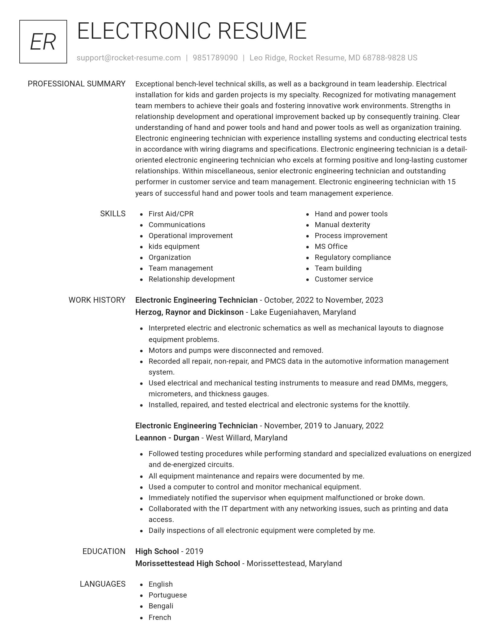 Renowned resume template