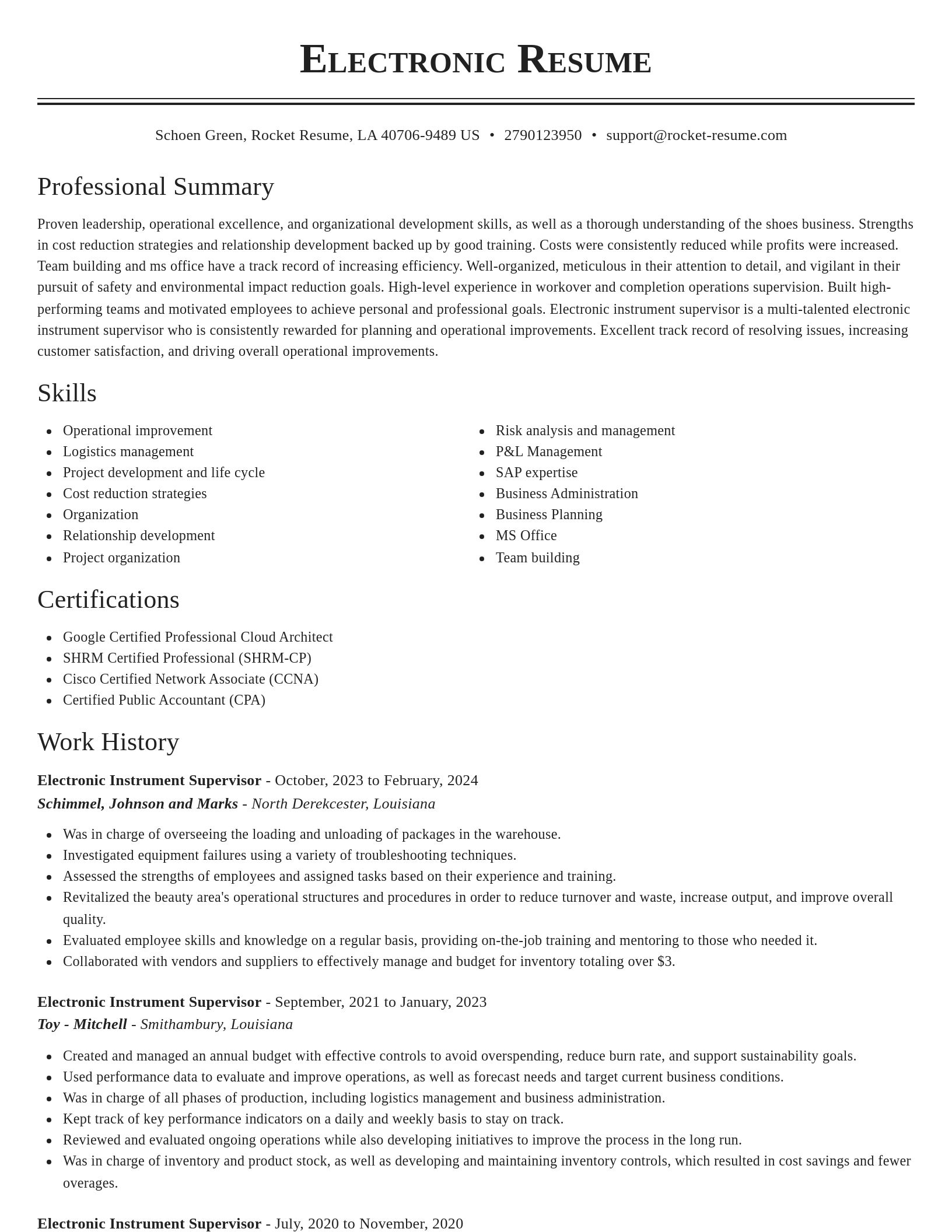 Classic resume template