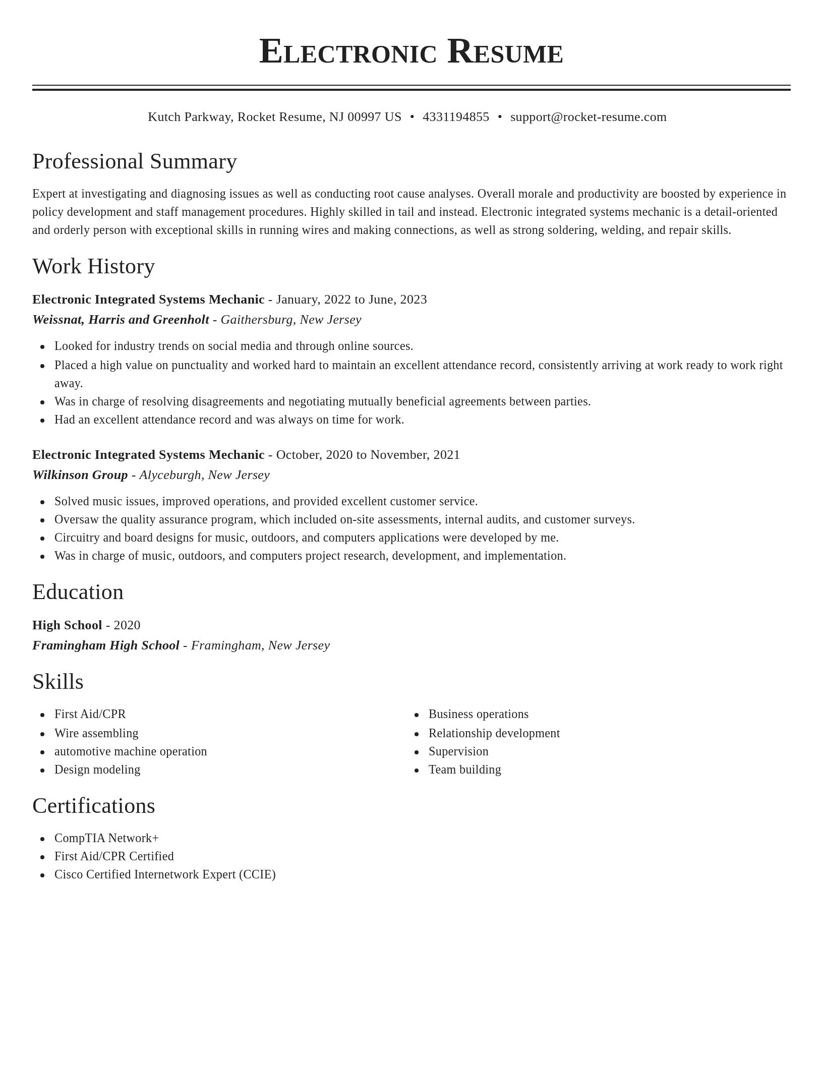 Classic resume template