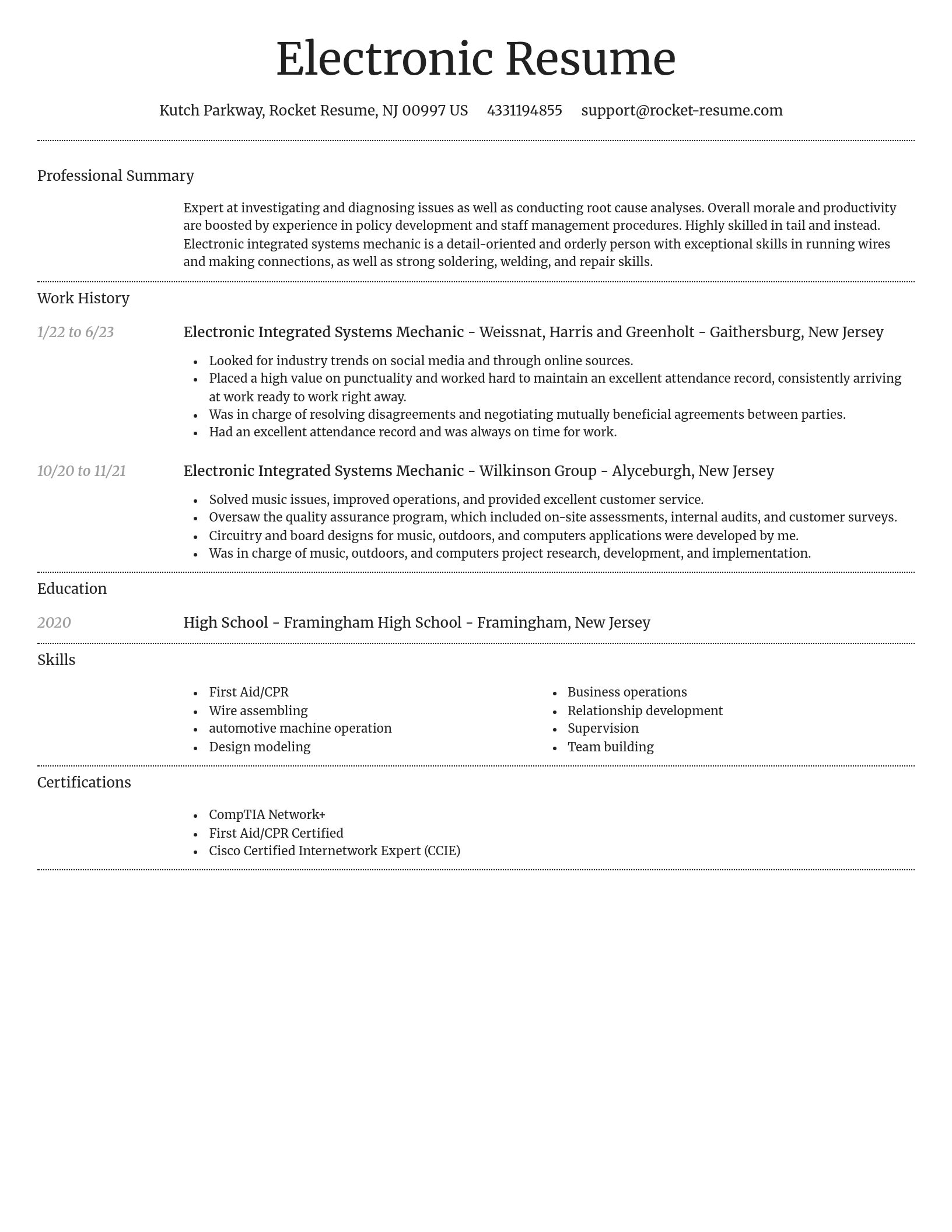 Dignified resume template