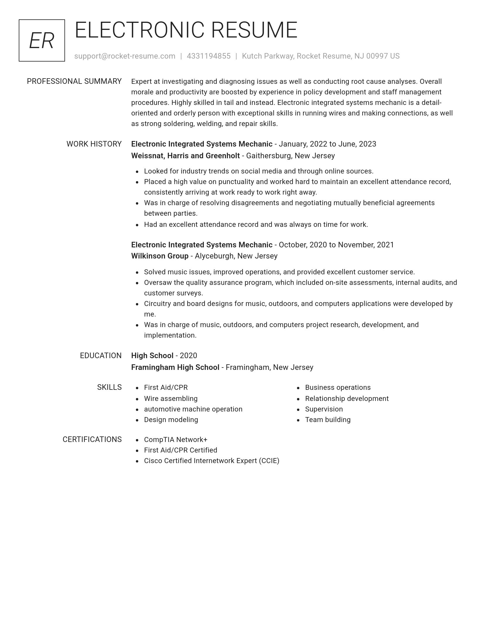 Renowned resume template
