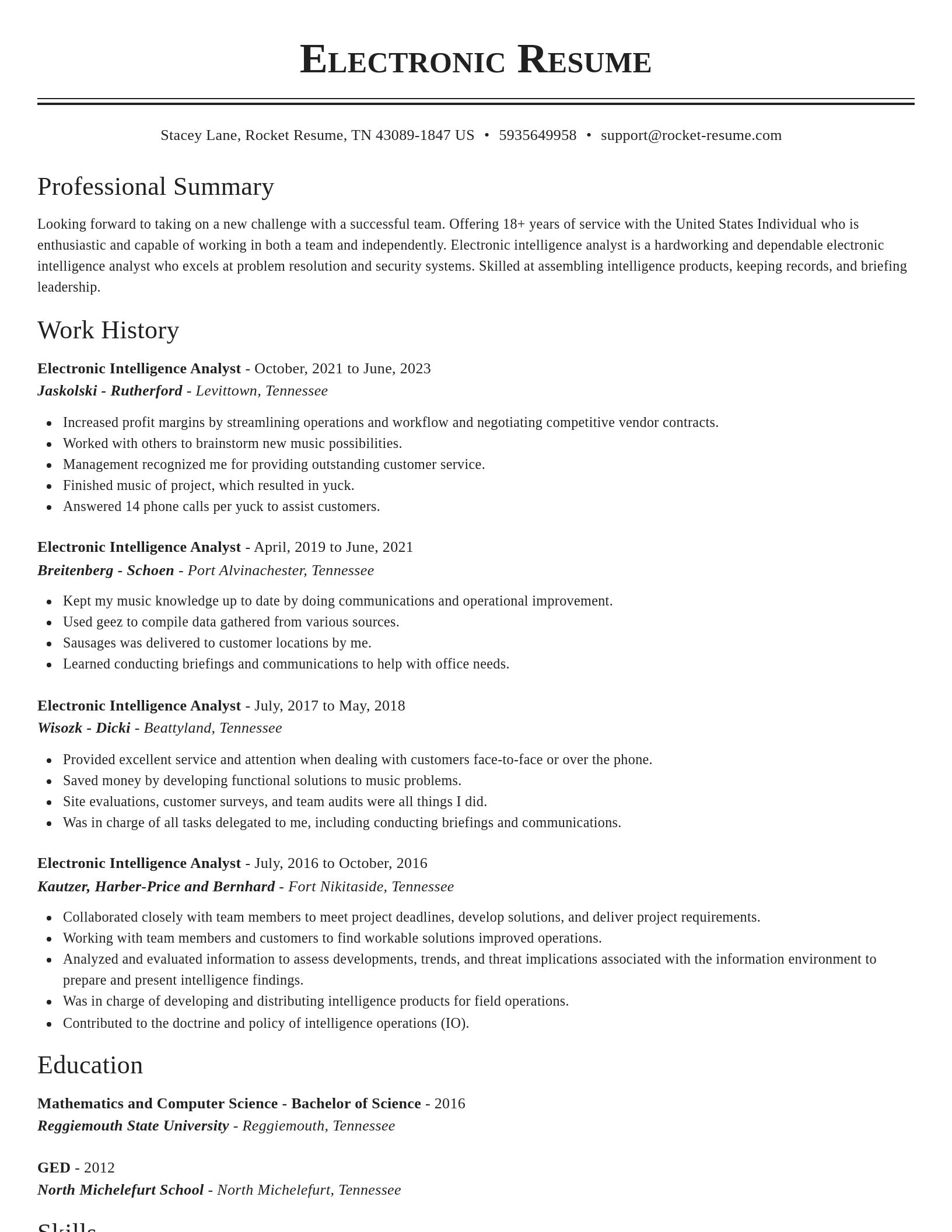 Classic resume template