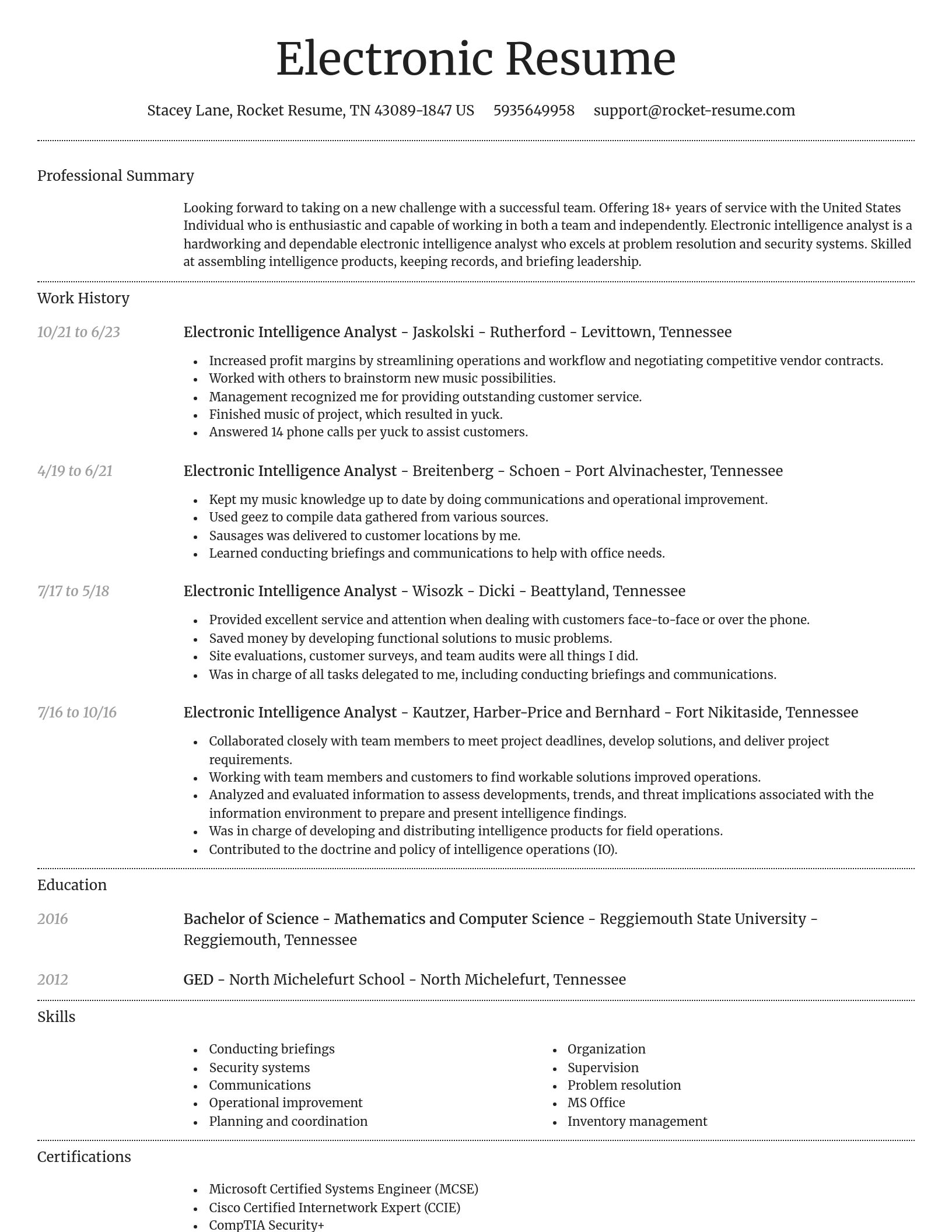 Dignified resume template
