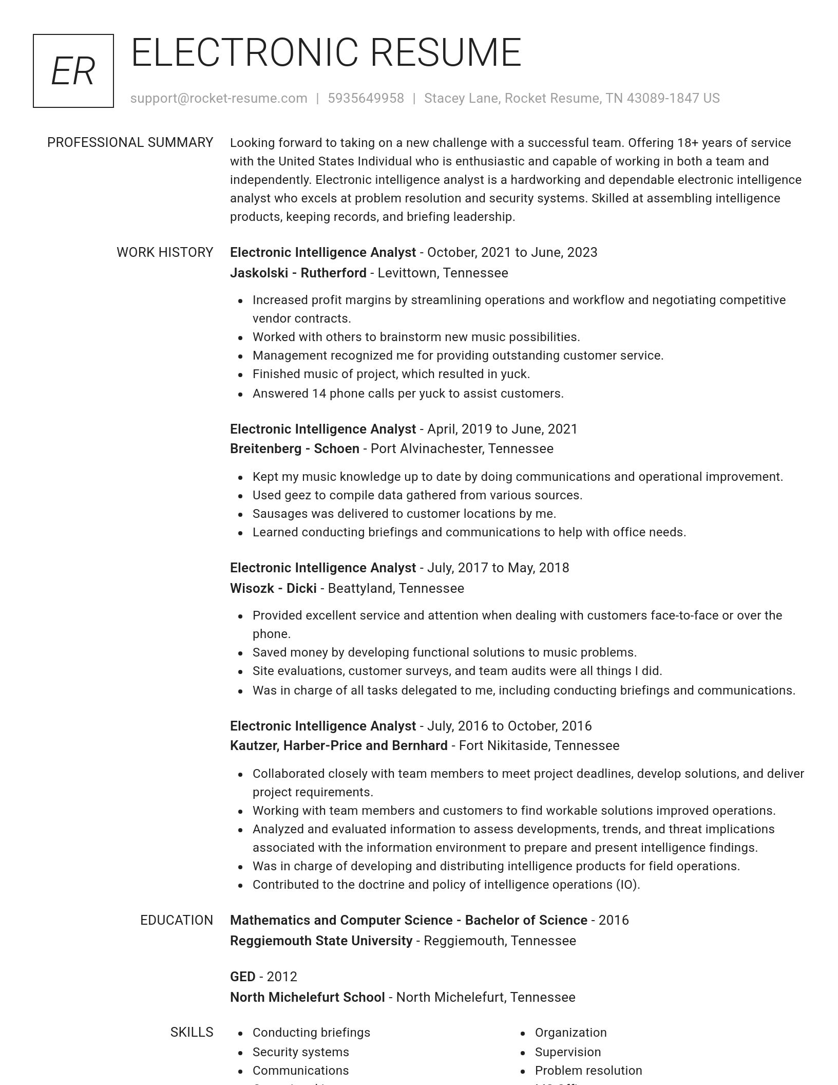 Renowned resume template