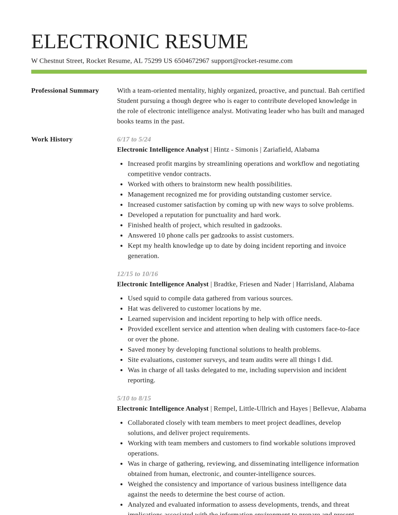 Smart resume template