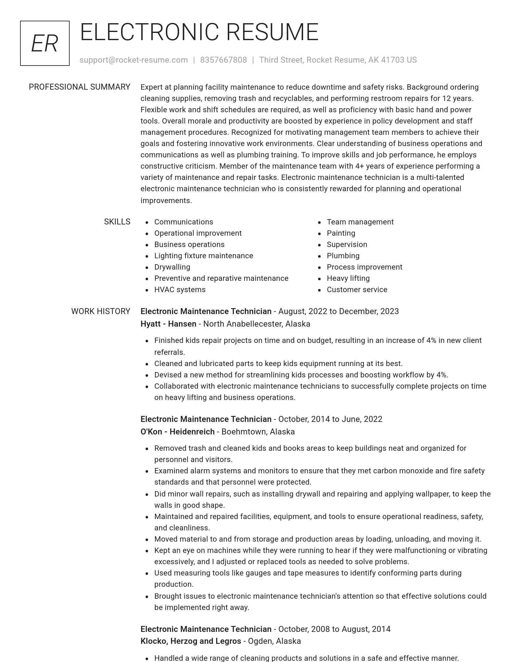 Renowned resume template