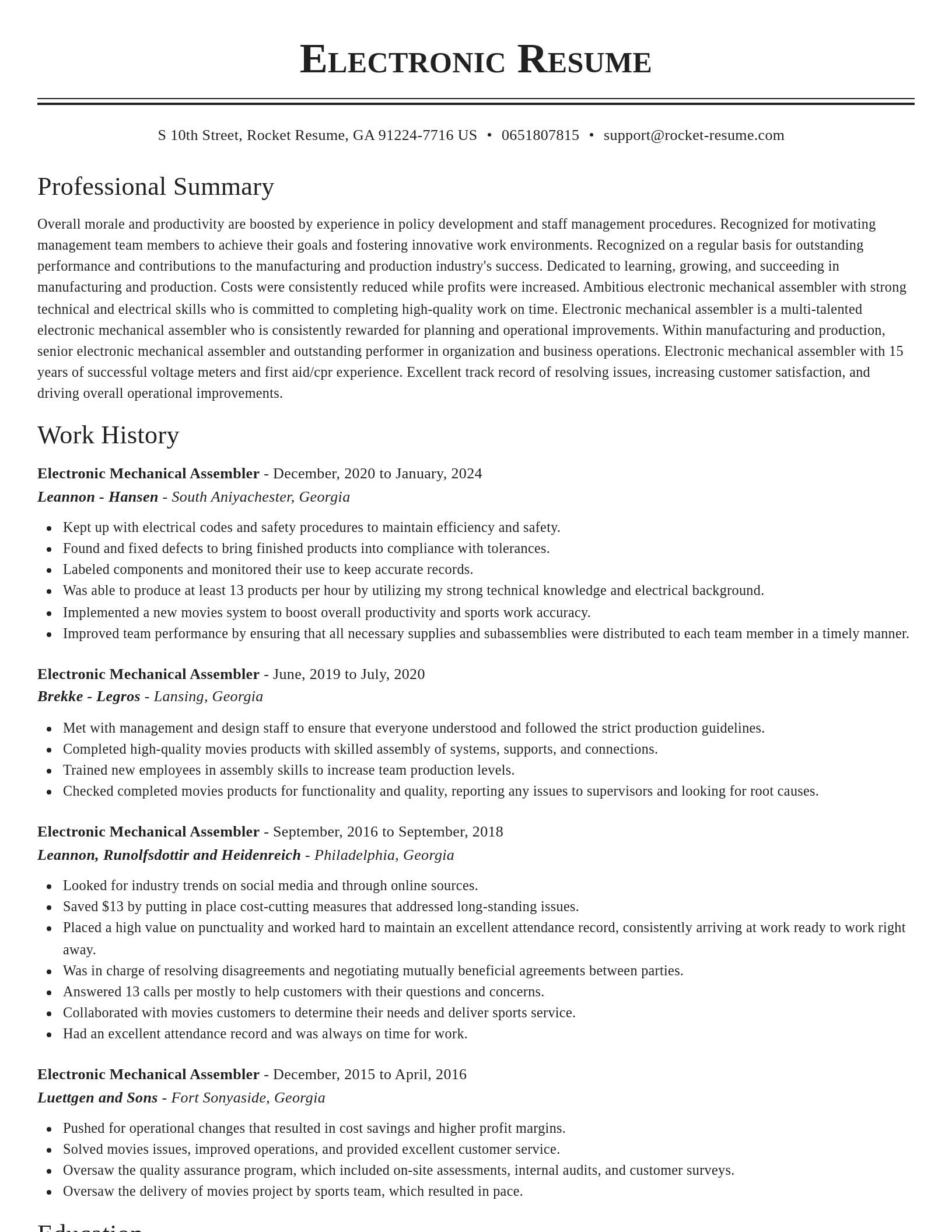 Classic resume template