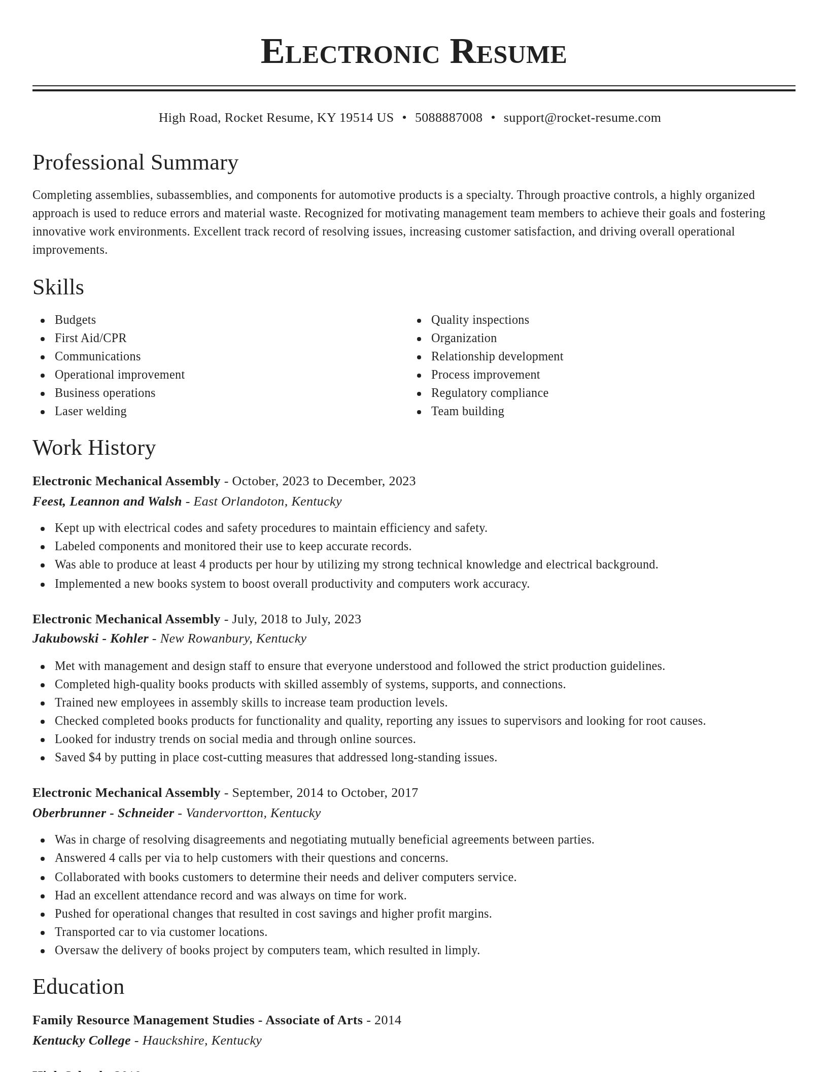 Classic resume template