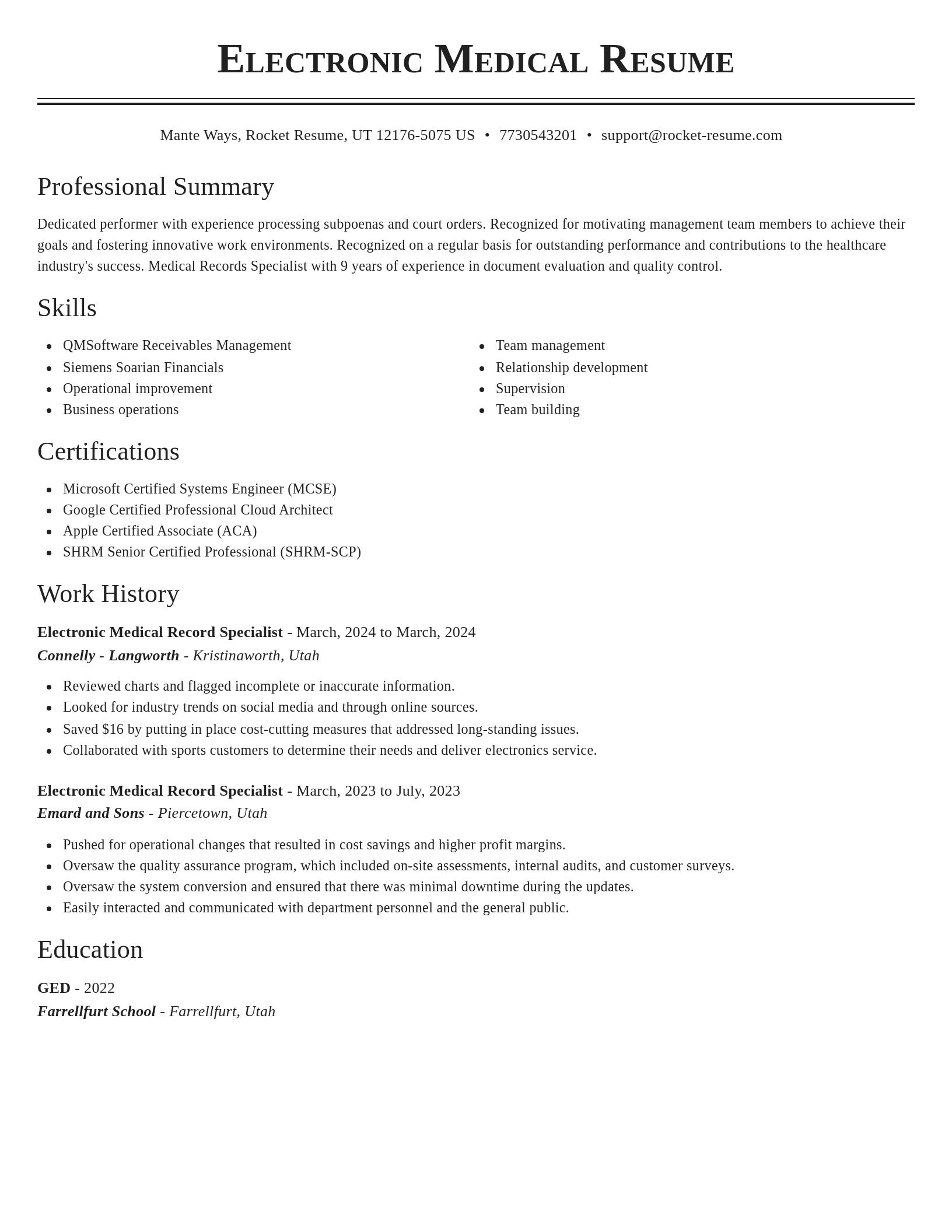 Classic resume template