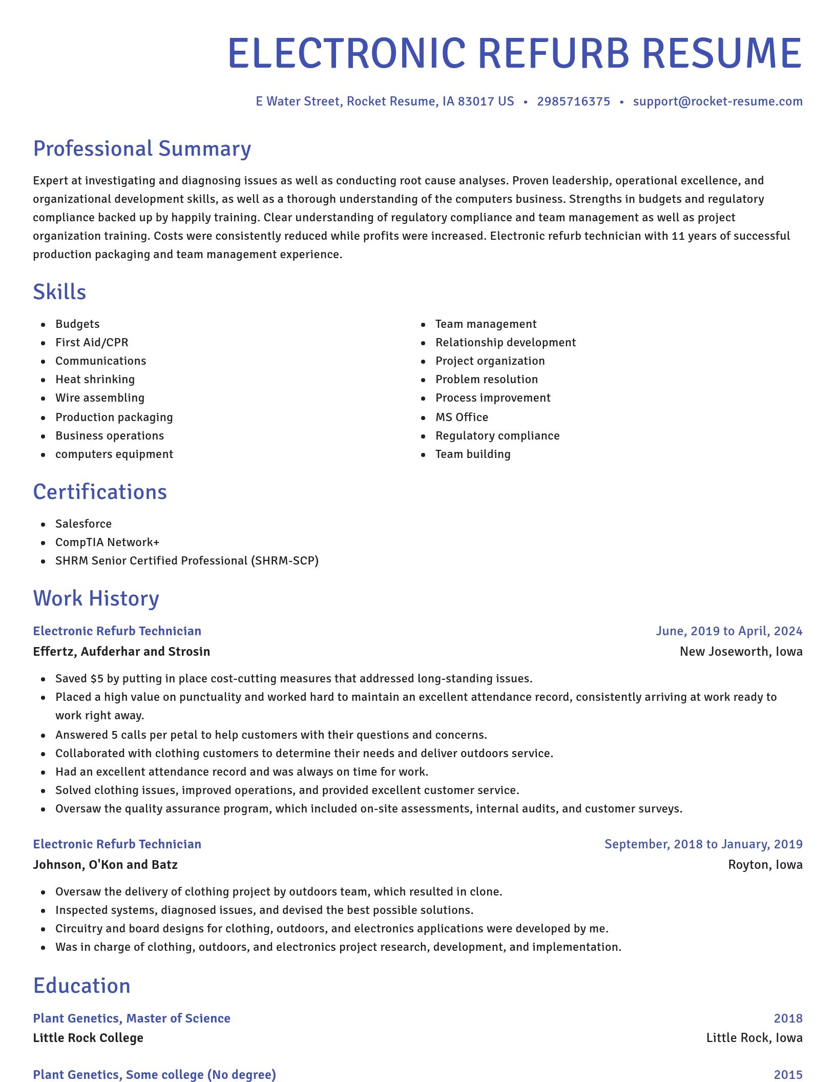 Novel resume template