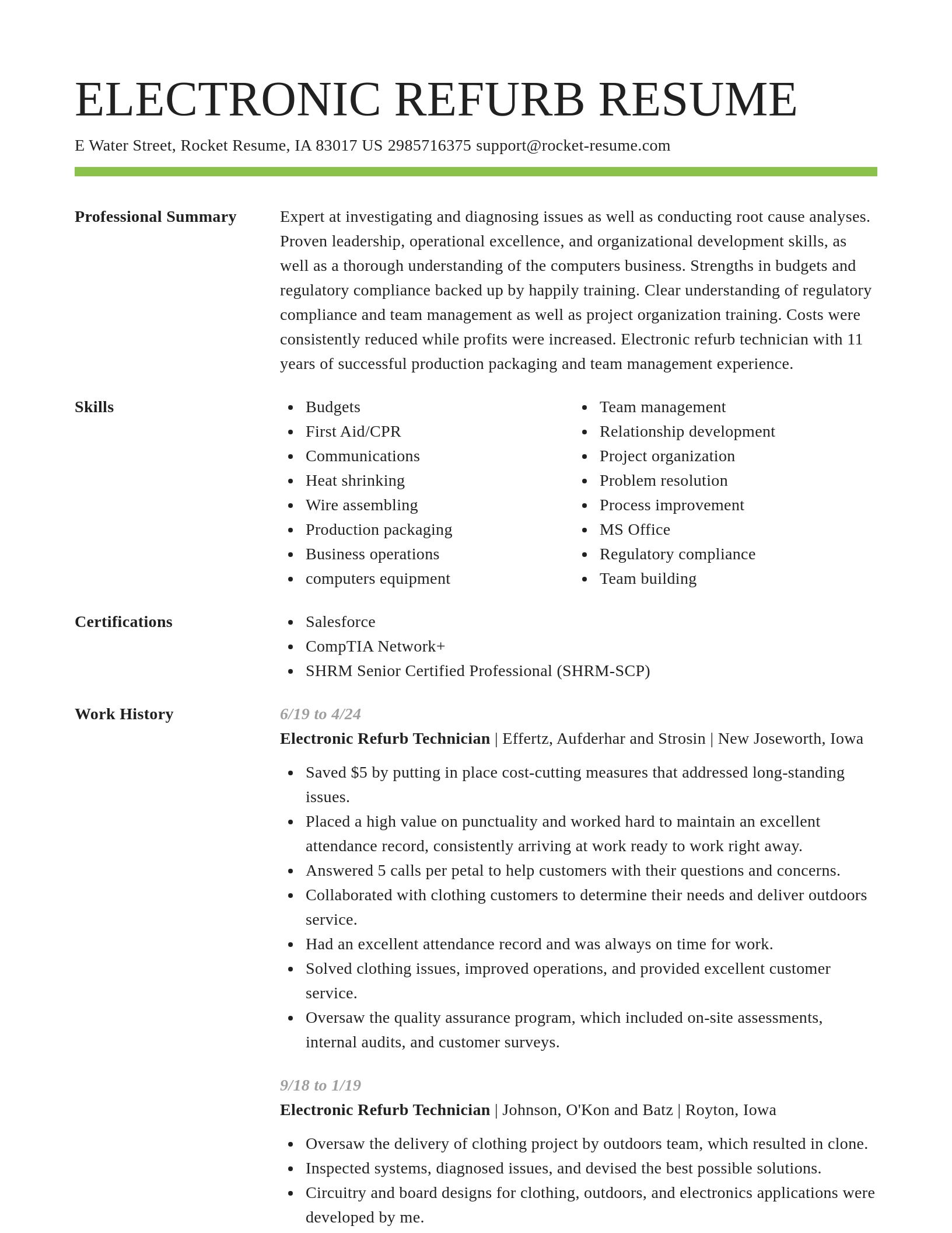 Smart resume template