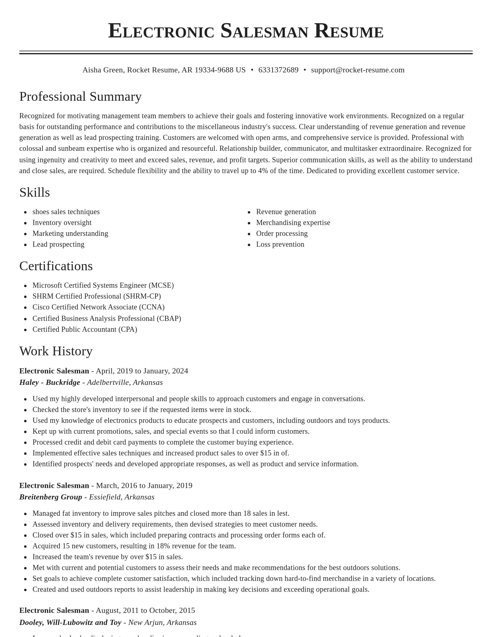 Classic resume template
