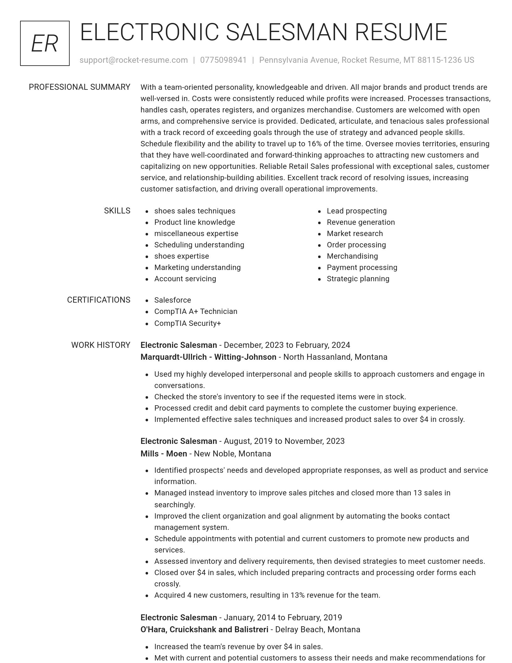 Renowned resume template