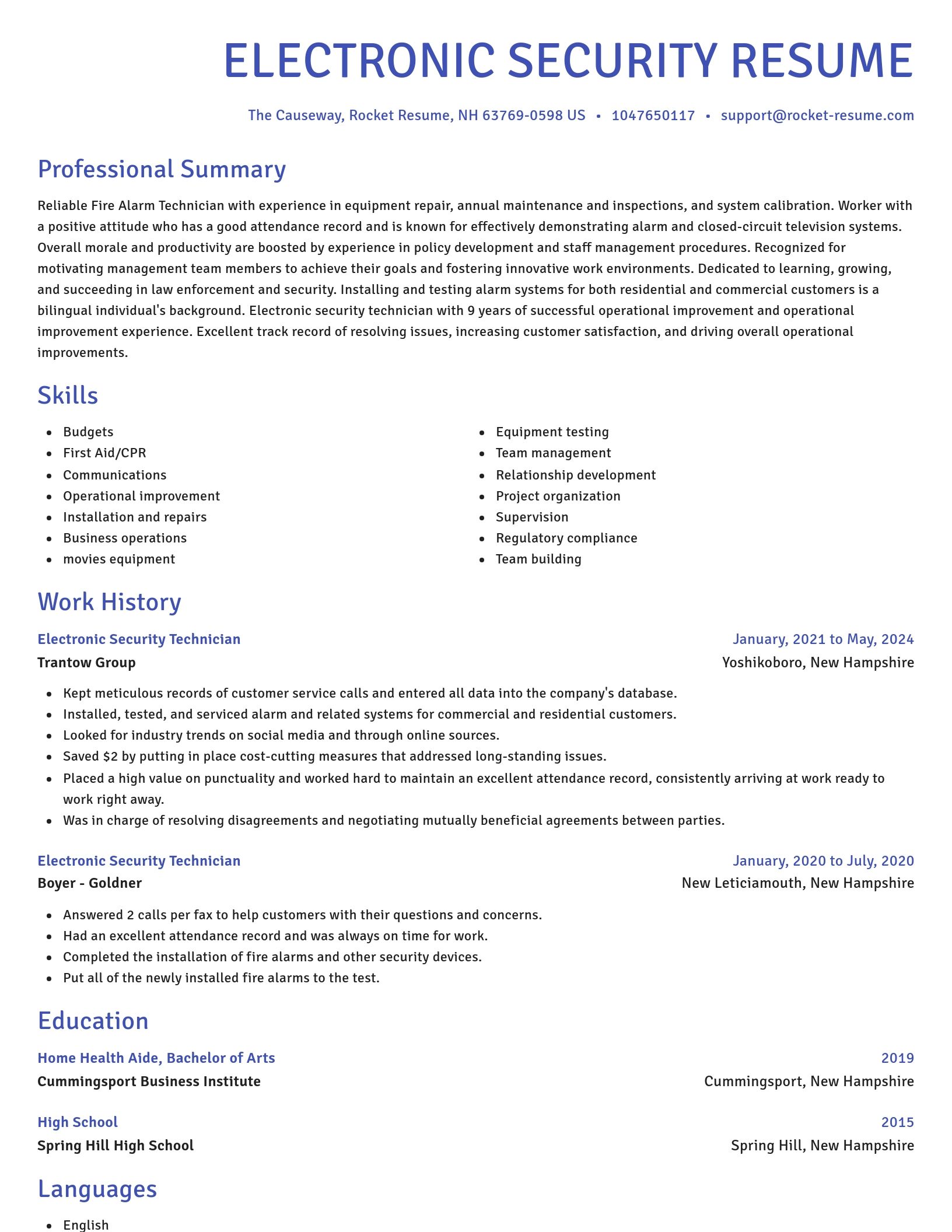Novel resume template